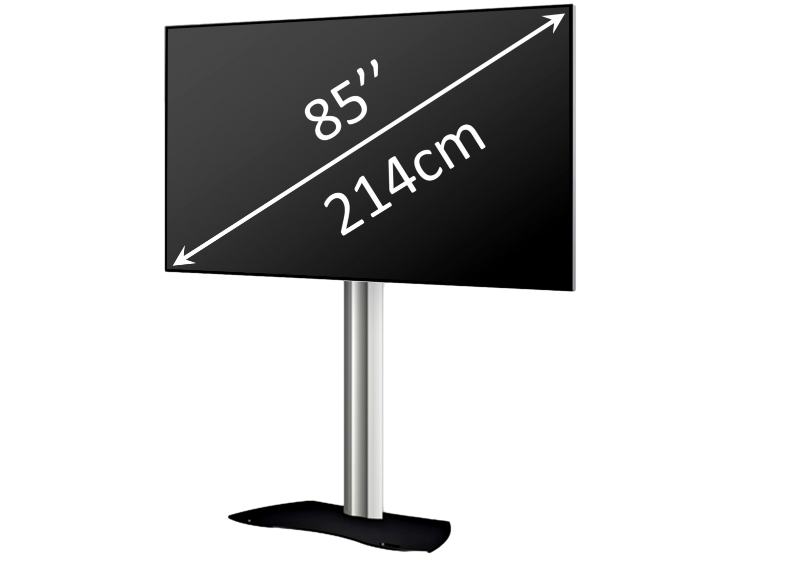 Rental of very large flat screens with professional self-supporting stand.