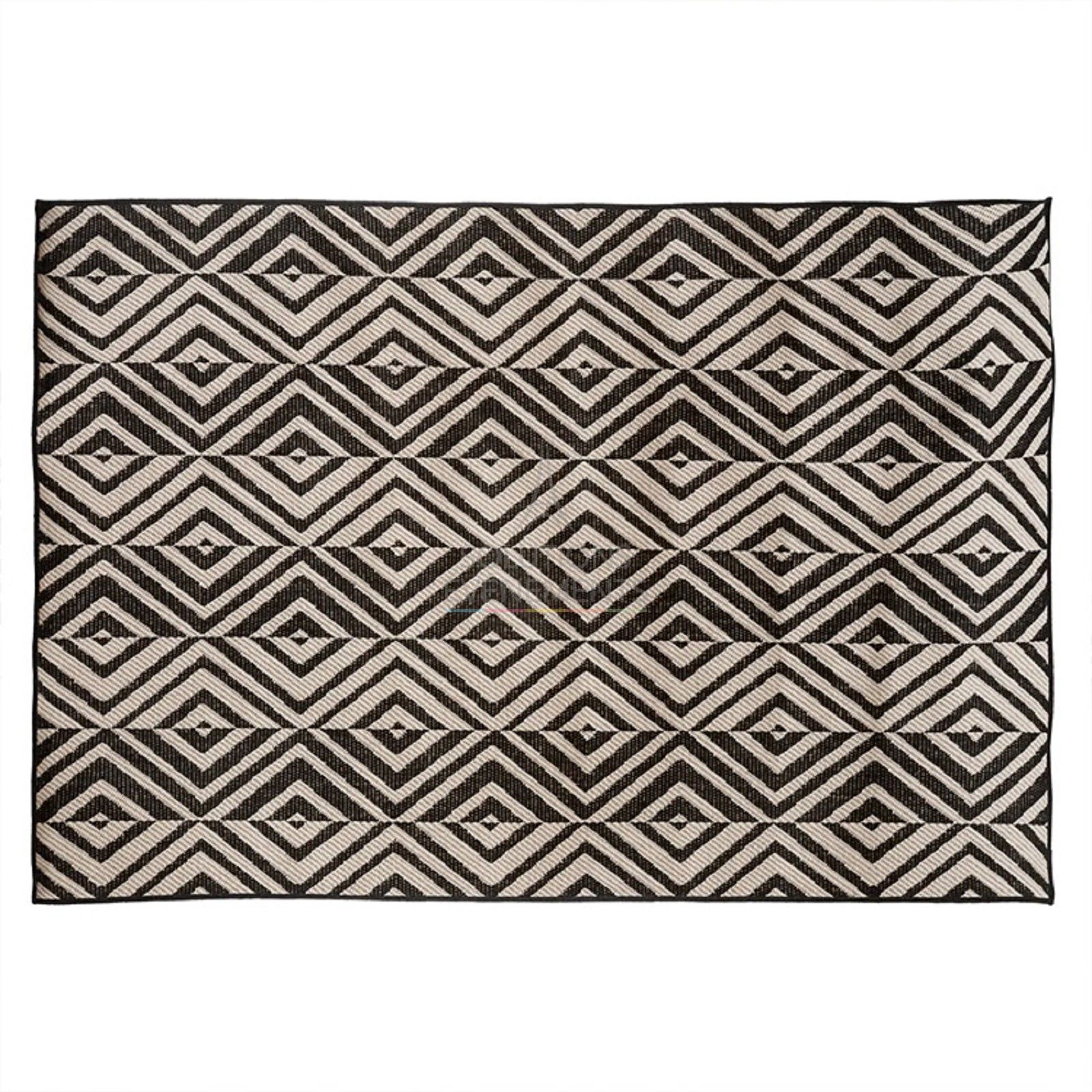 Chic indoor outdoor rug rental with geometric patterns