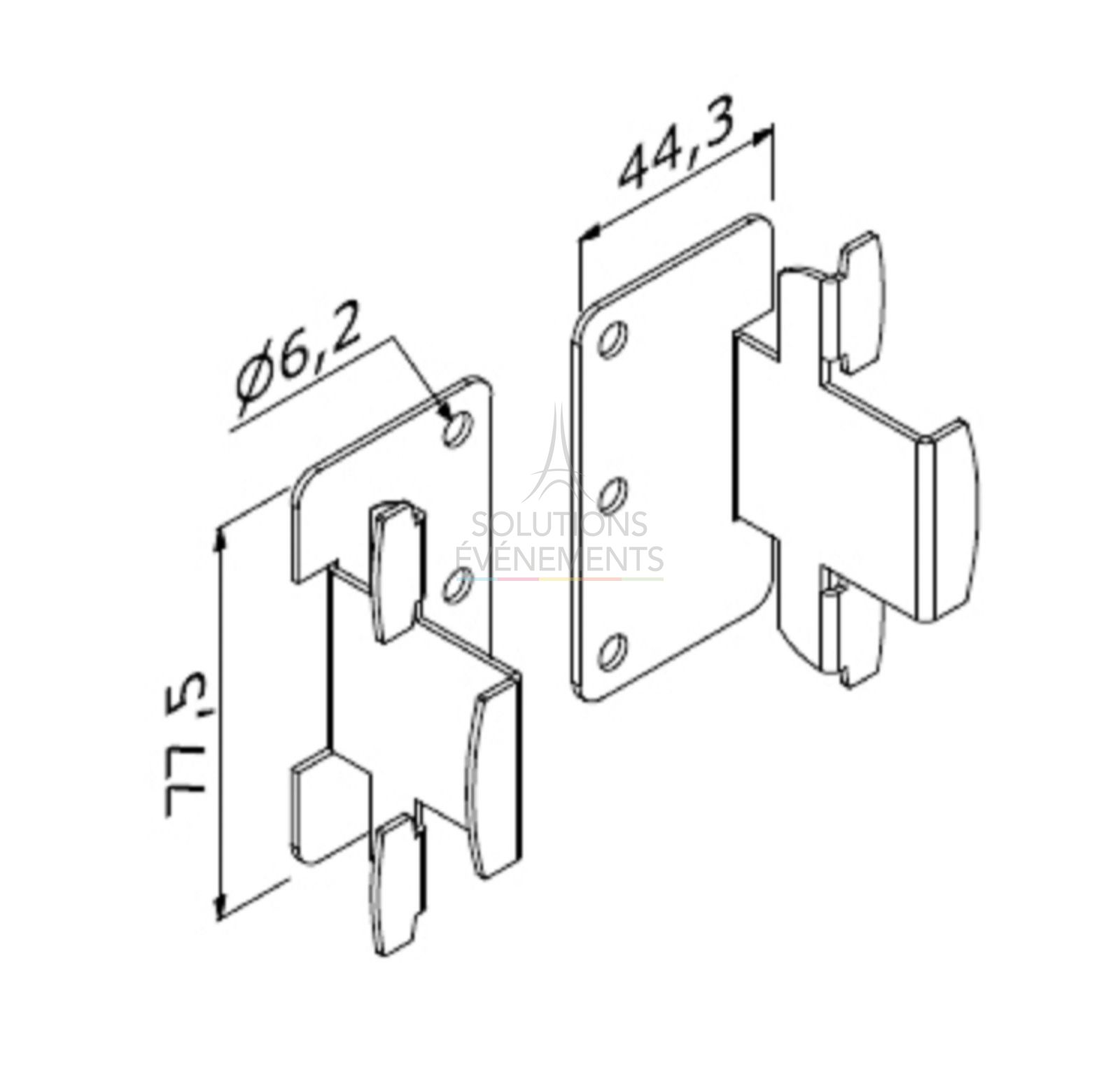 Location fixation étagere pour structure modulaire