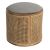 Rental of Beige velvet pouf with bohemian rattan canework