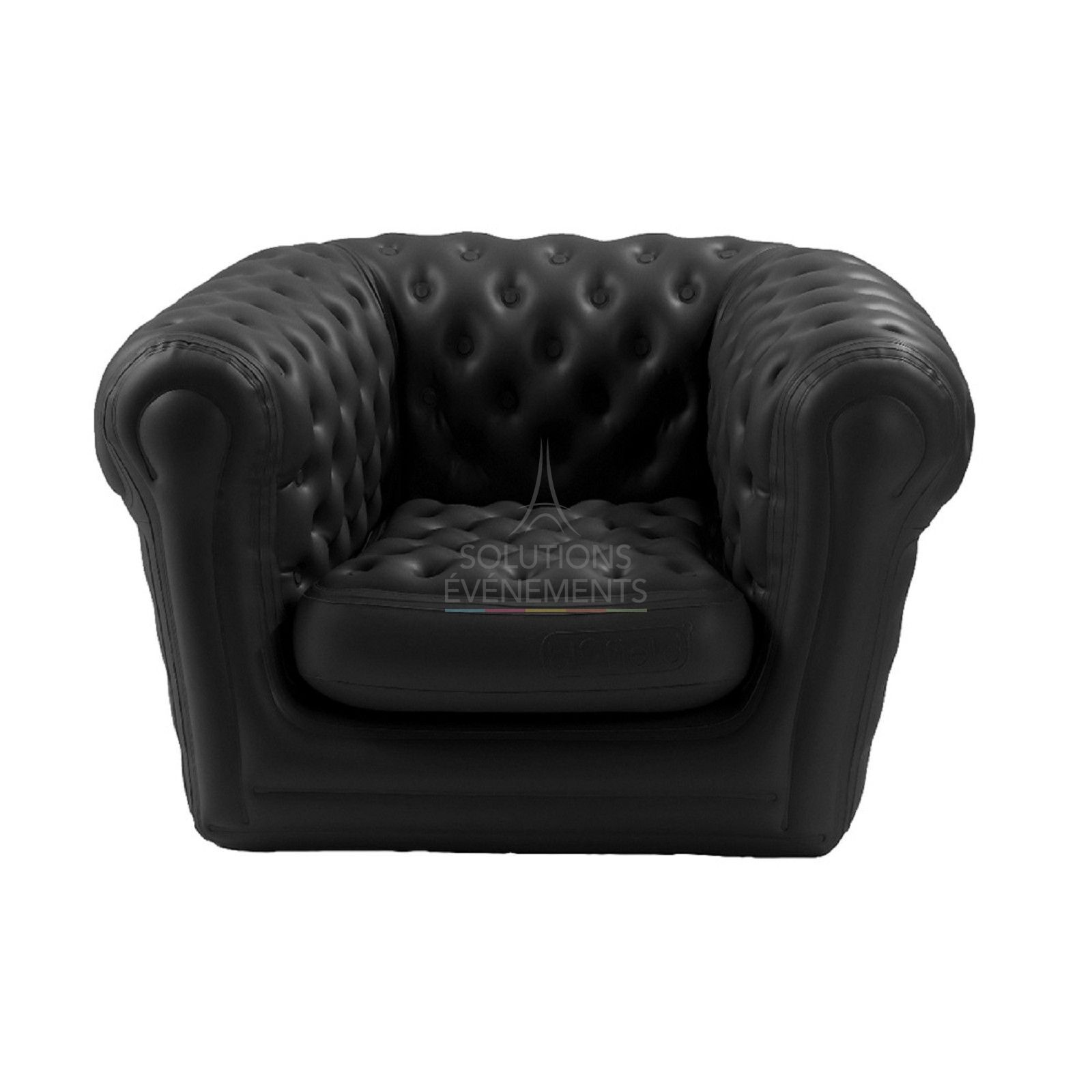 Location de fauteuil chesterfield gonflable noir