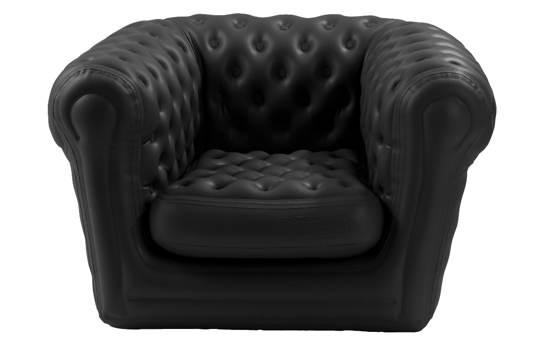 Rental of black inflatable Chesterfield chair