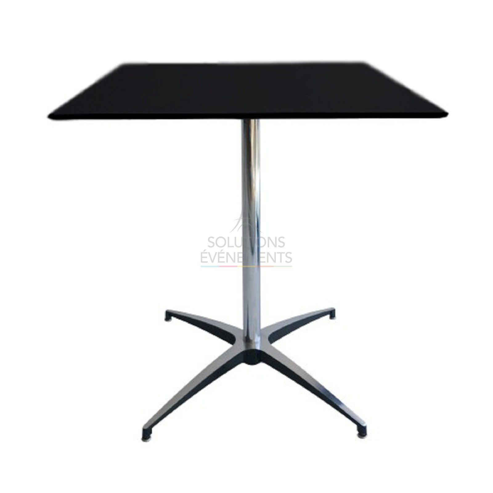 Rental of black 80cm square-shaped pedestal table