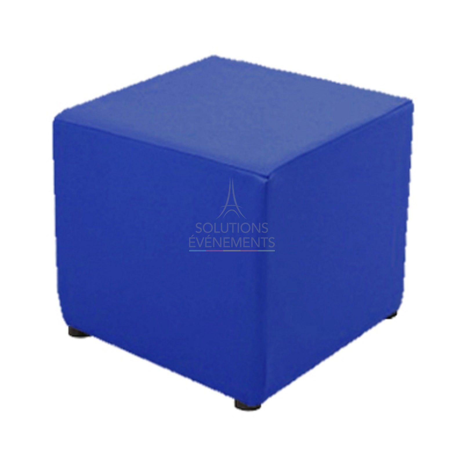 Location de pouf bleu en simili cuir pour événement