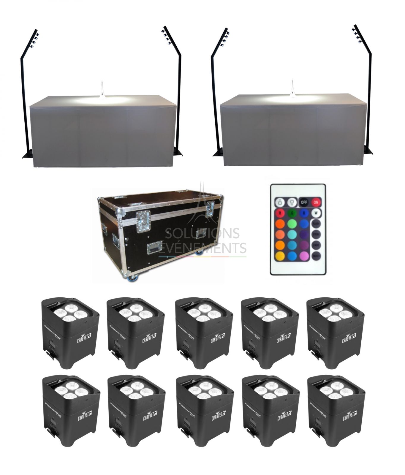 Location d'un kit clef en main avec éclairage des buffets et de l'espace