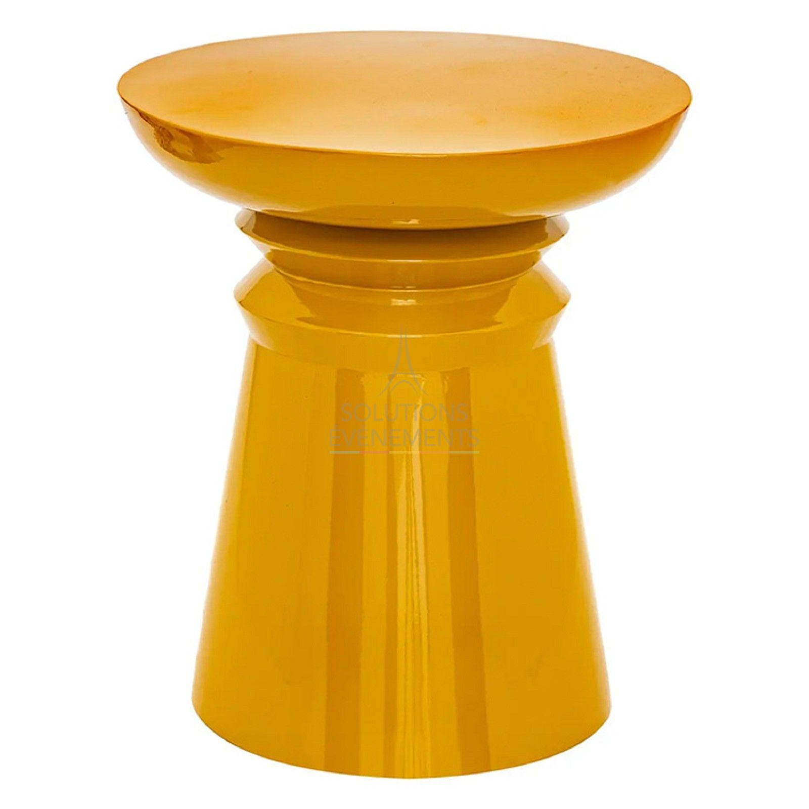 Yellow metal side table rental