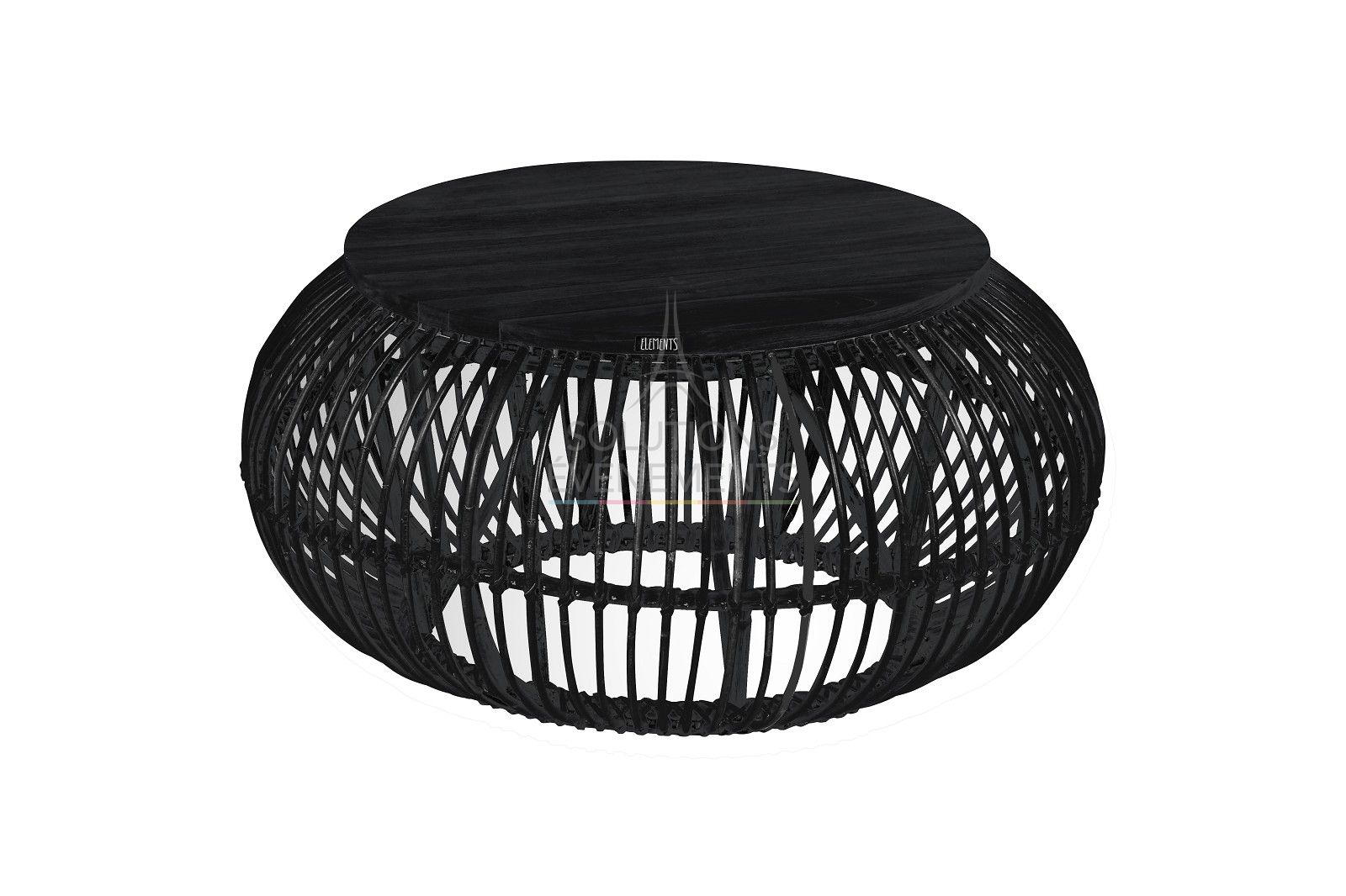 Black rattan coffee table rental