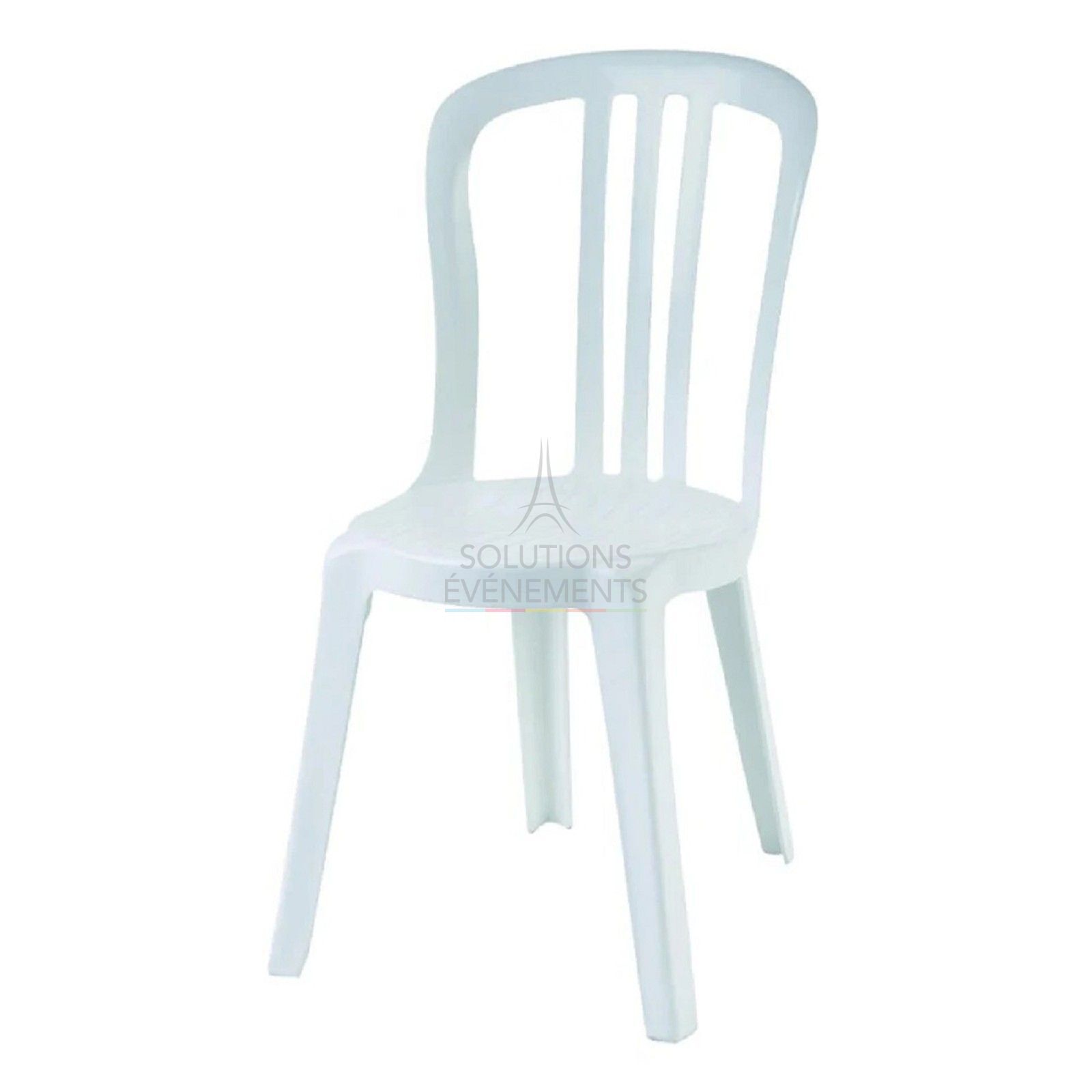 Location de chaise extérieure empilable en plastique blanc