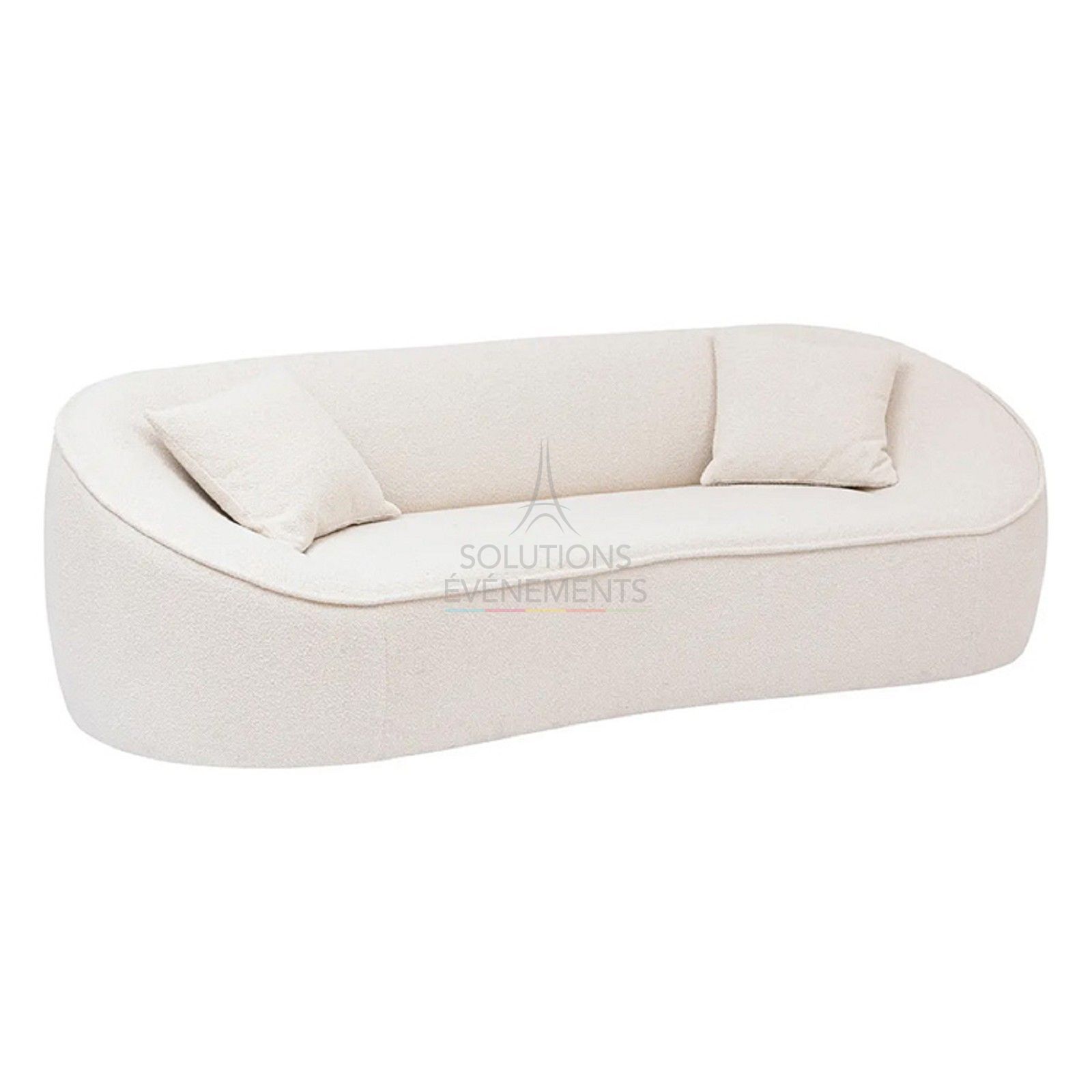 Rental of 3-seater white terry sofa