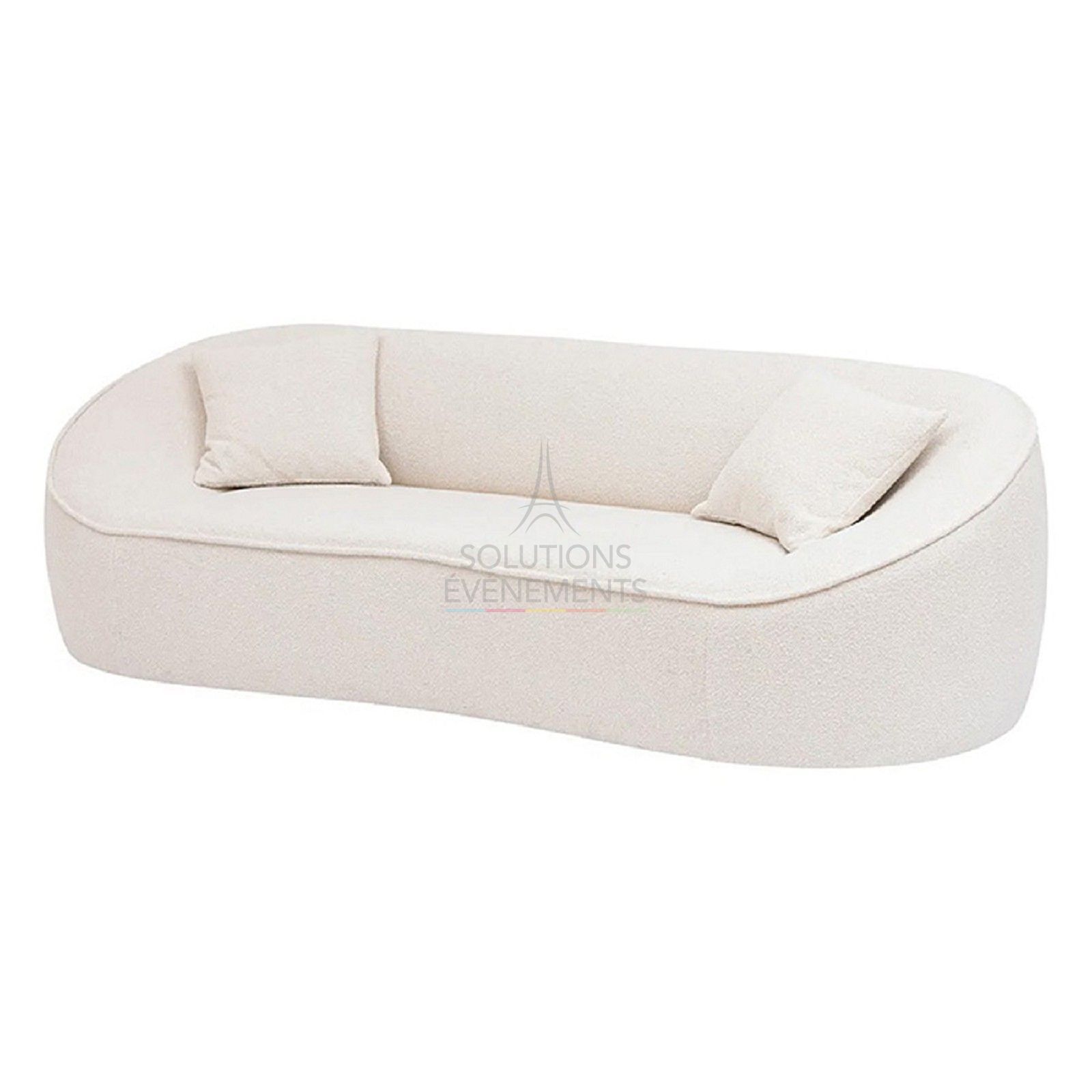 Rental of 3-seater white terry sofa