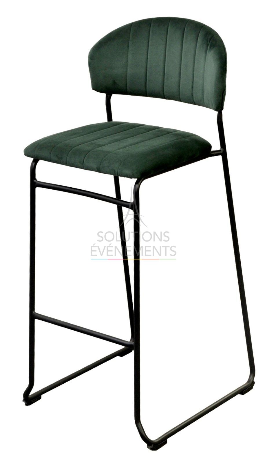 High chair rental with green velvet seat