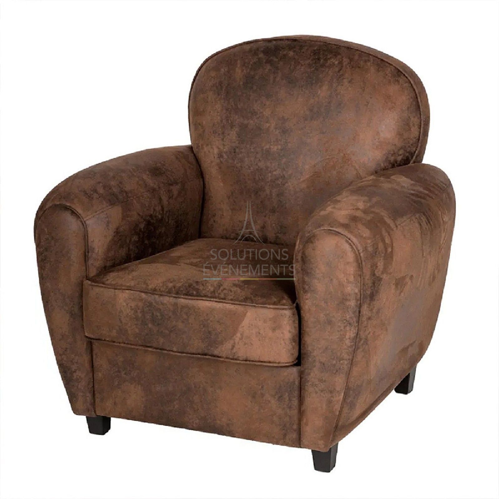 Location fauteuil club 1 place effet cuir marron vintage