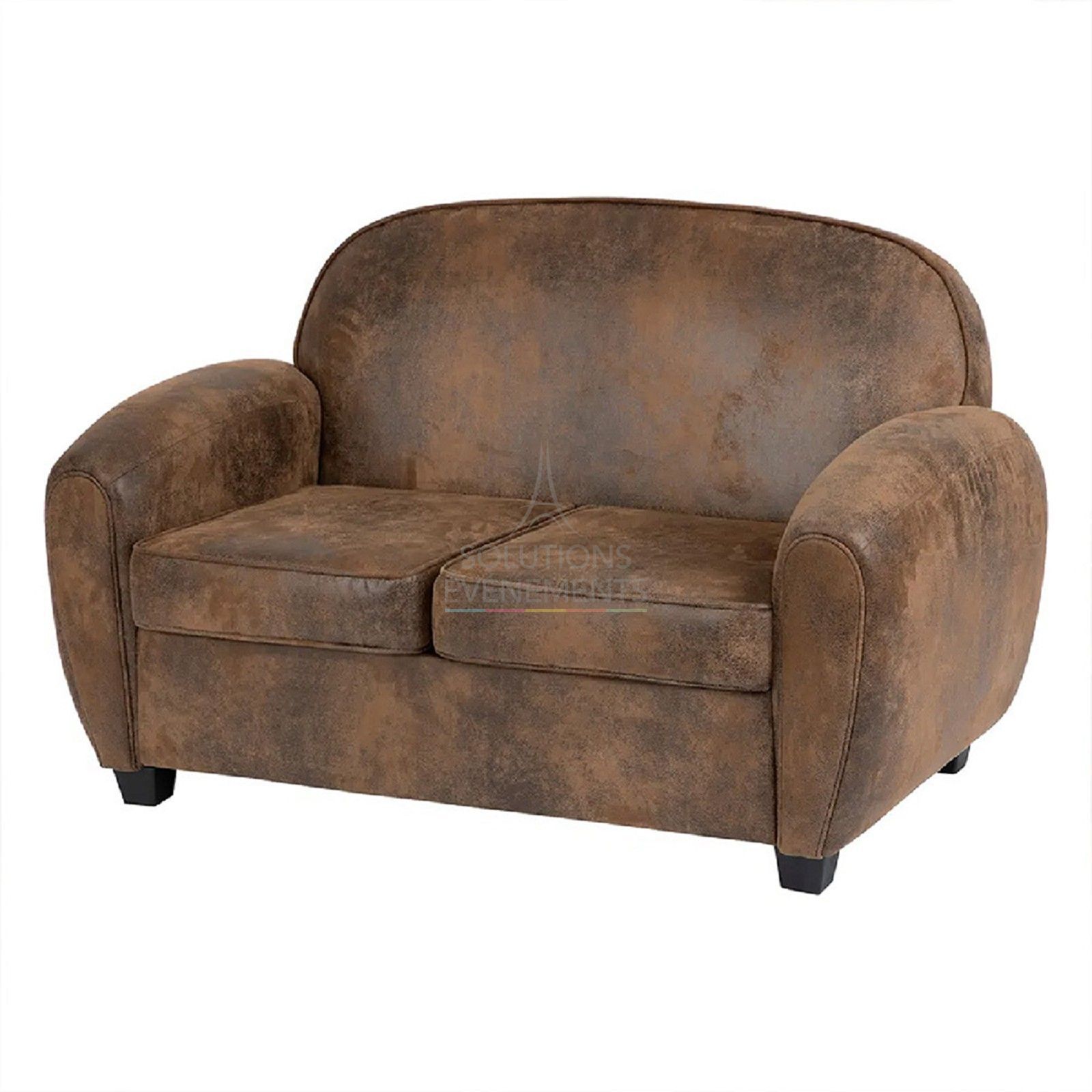 Rental of 2-seater club sofa in brown leather effect for events