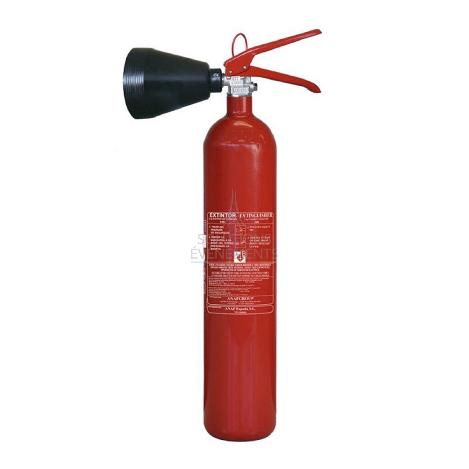 CO2 Class B fire extinguisher for electrical and liquid hydrocarbon fires