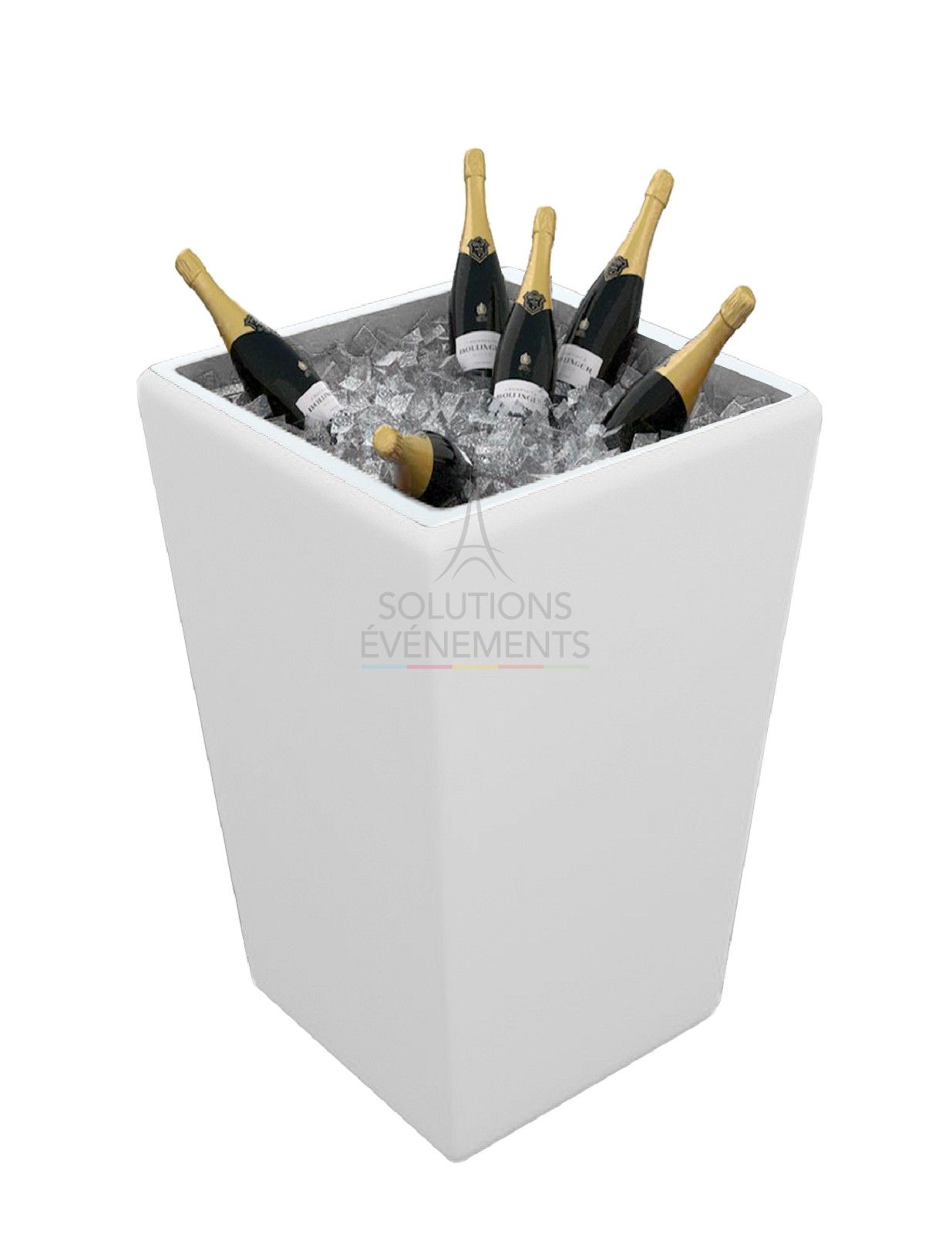 Rental of white Conic Party standing table for ice cube tray