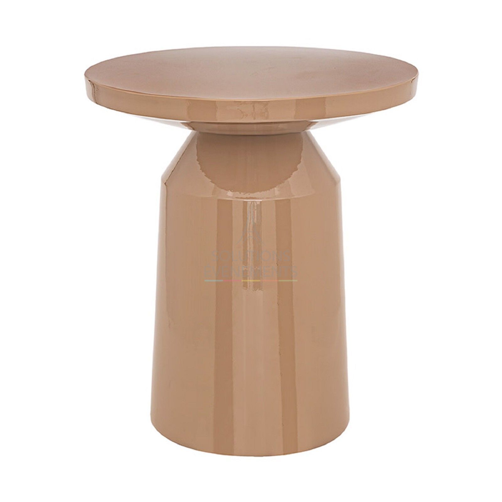 Beige metal side table rental