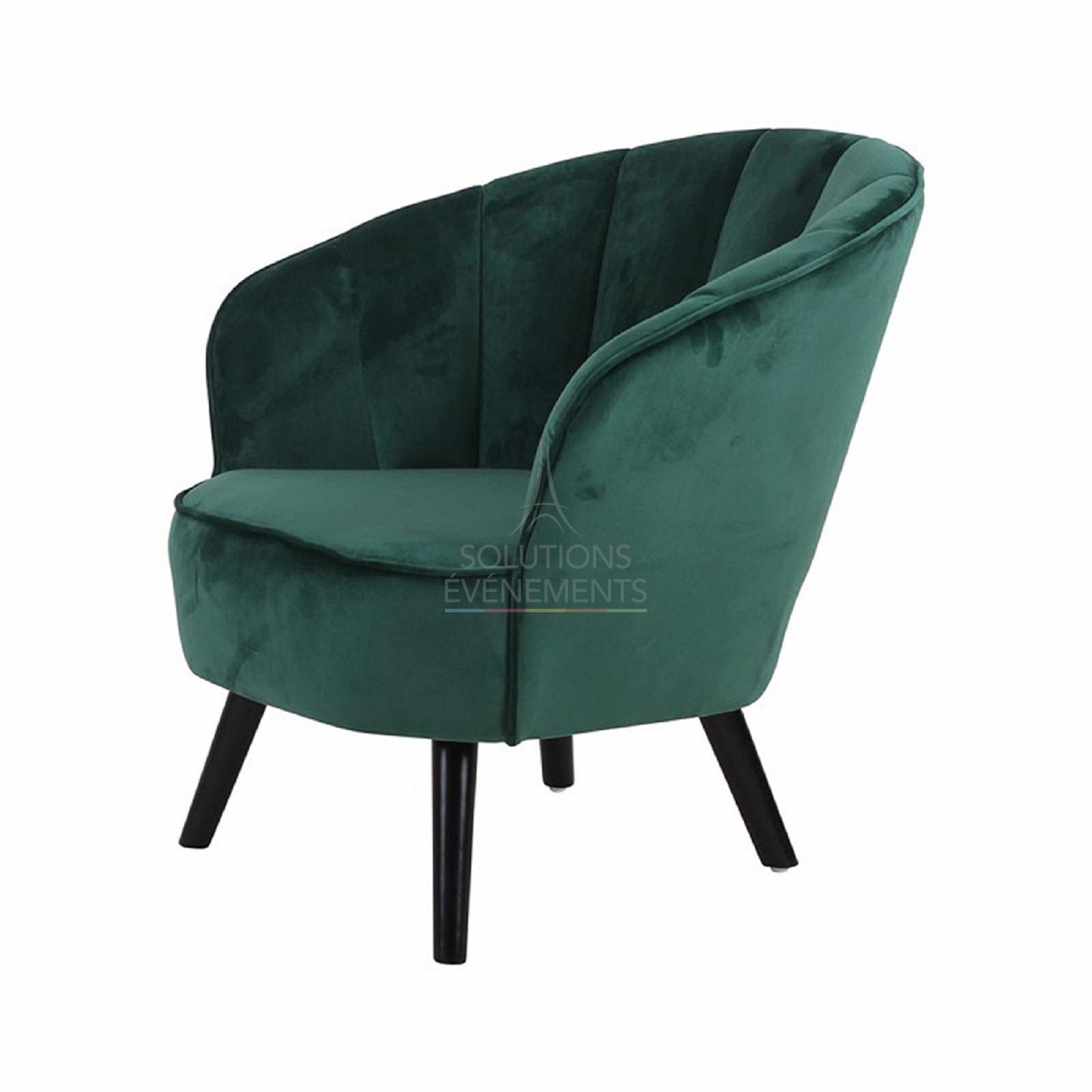 Rental of retro style designer velvet armchair