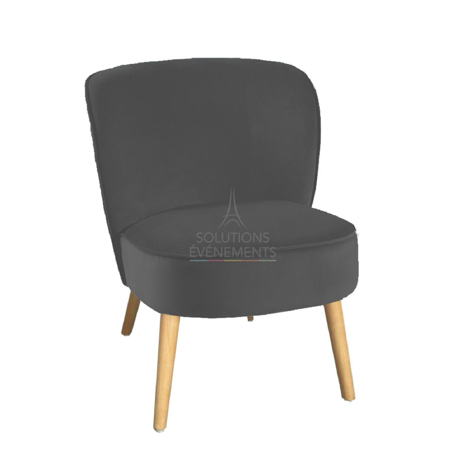 Rental toad armchair in dark gray velvet