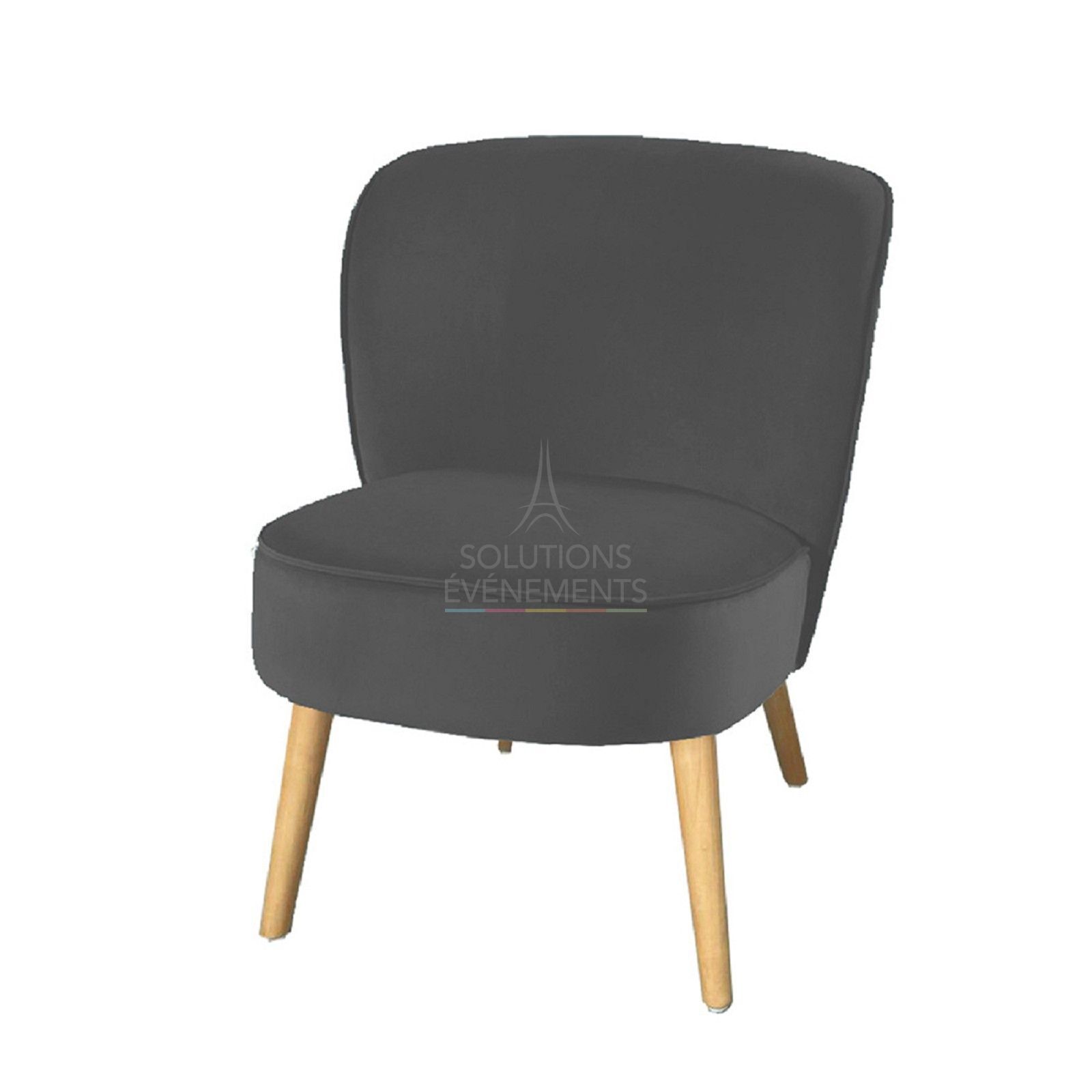 Rental toad armchair in dark gray velvet