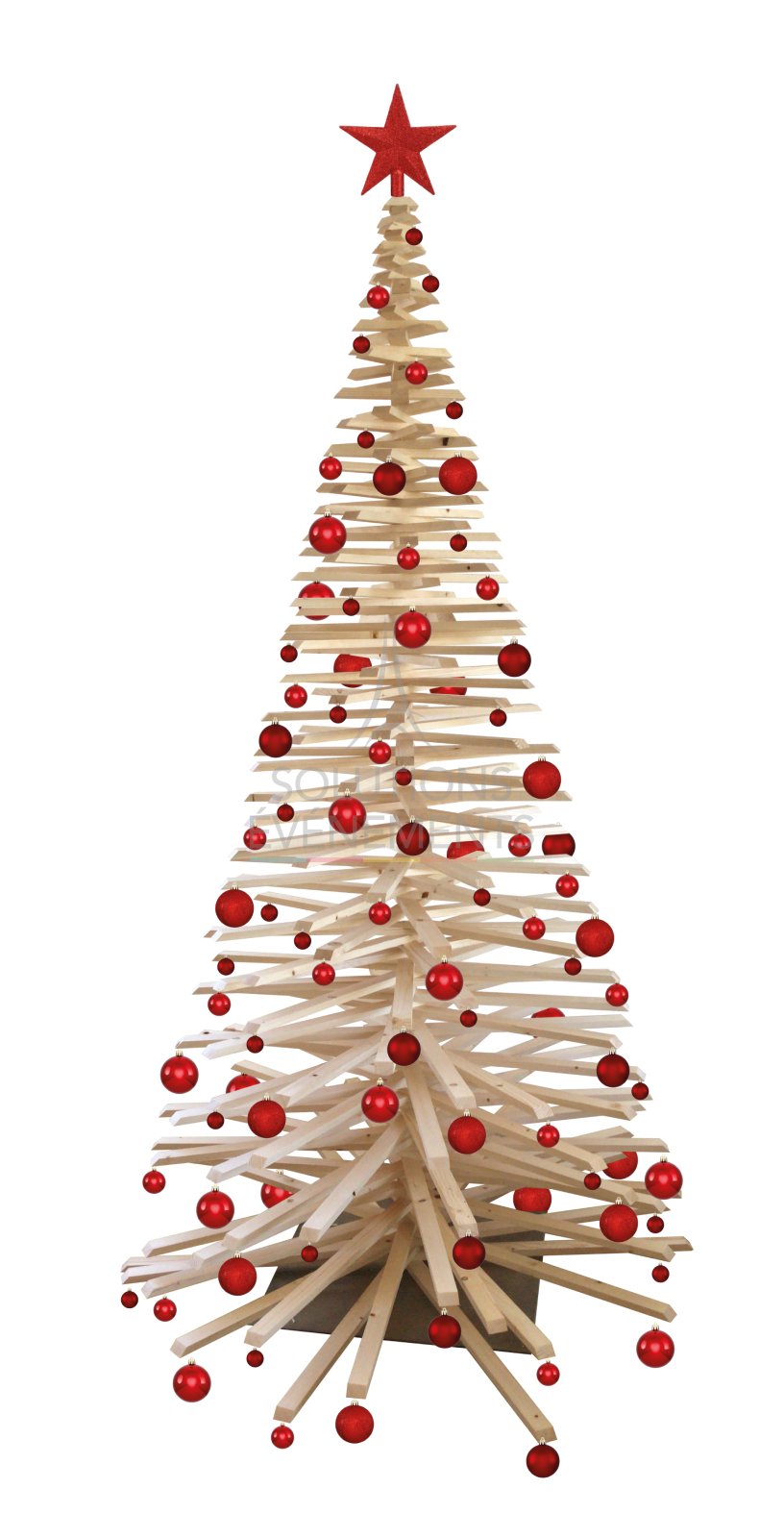 Rental of eco-friendly wooden Christmas tree dressed