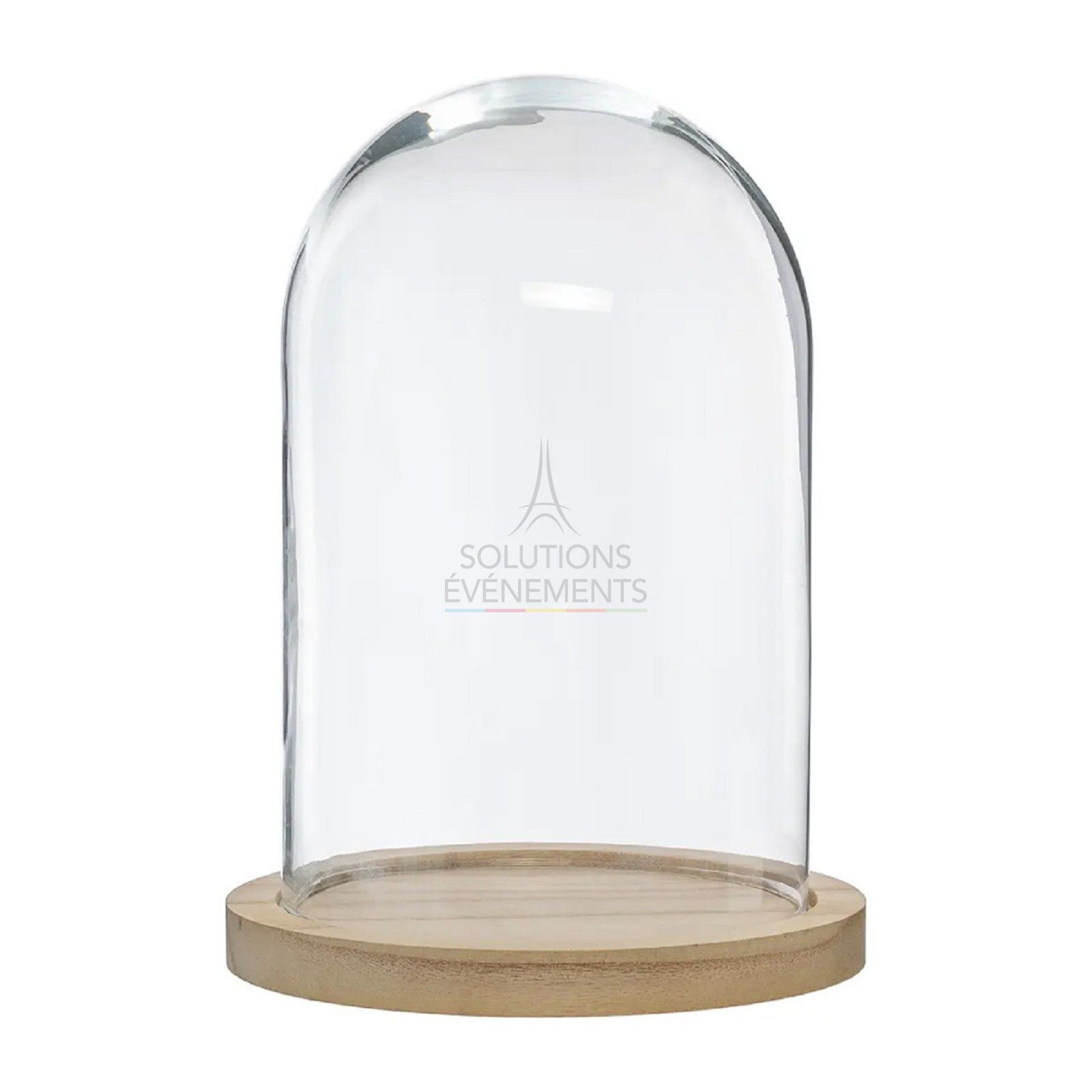 Rental of mini glass bell, wooden base to display your products