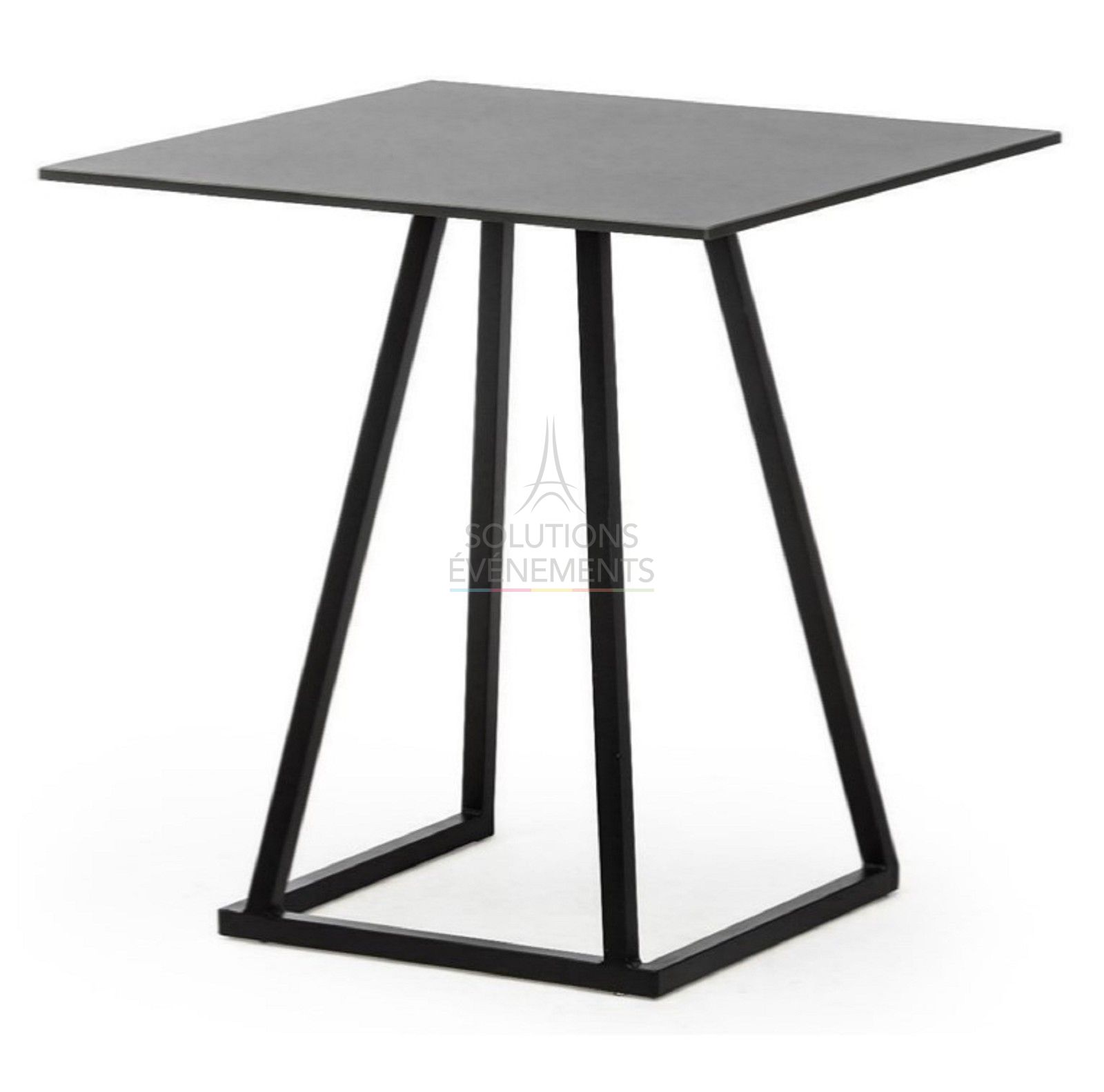 Rental of small pedestal table with square top.