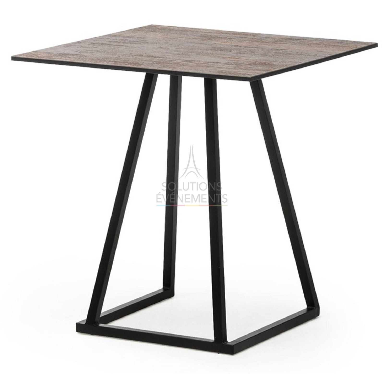 Rental of small pedestal table with square top.