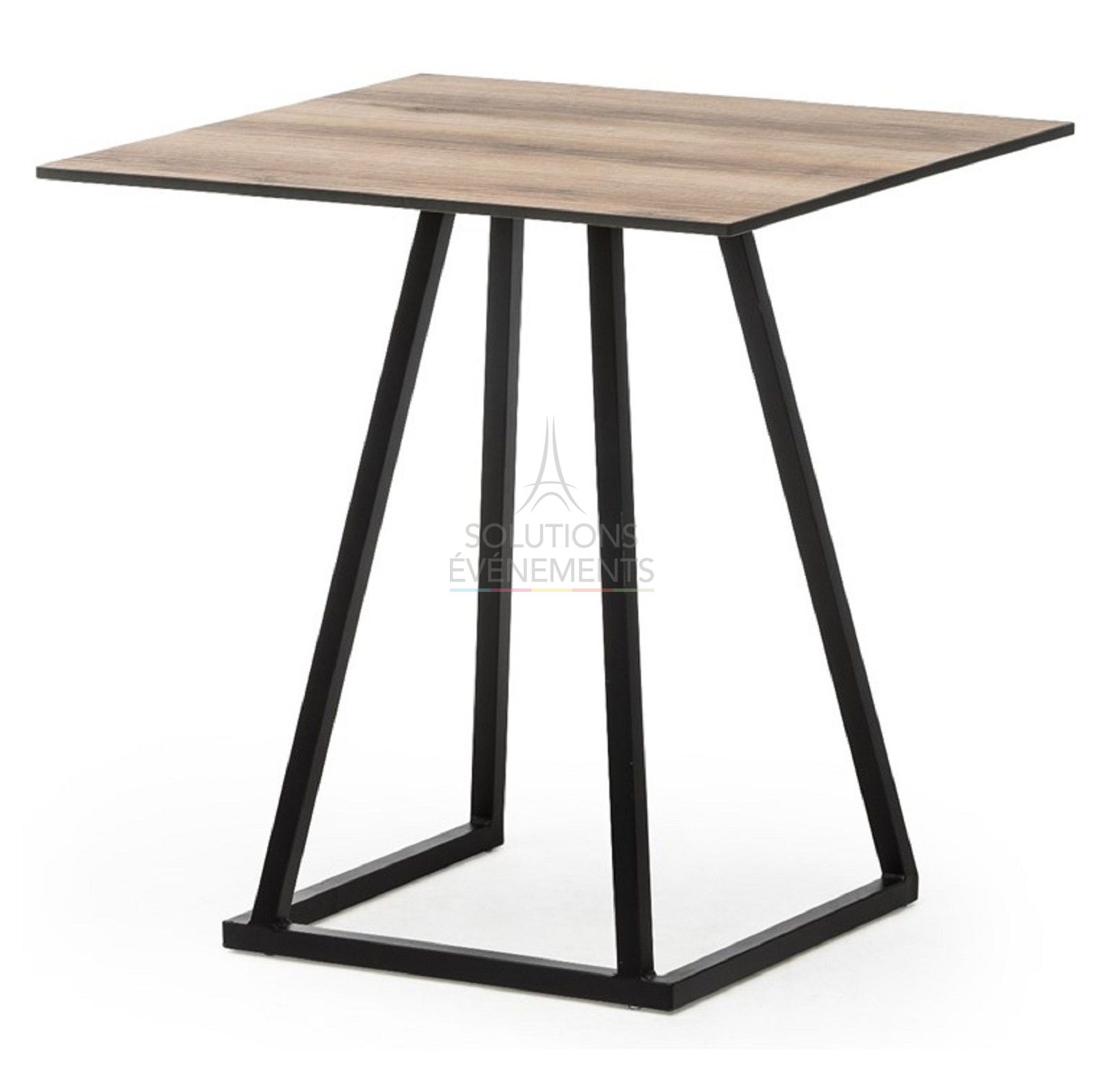 Rental of small pedestal table with square top.