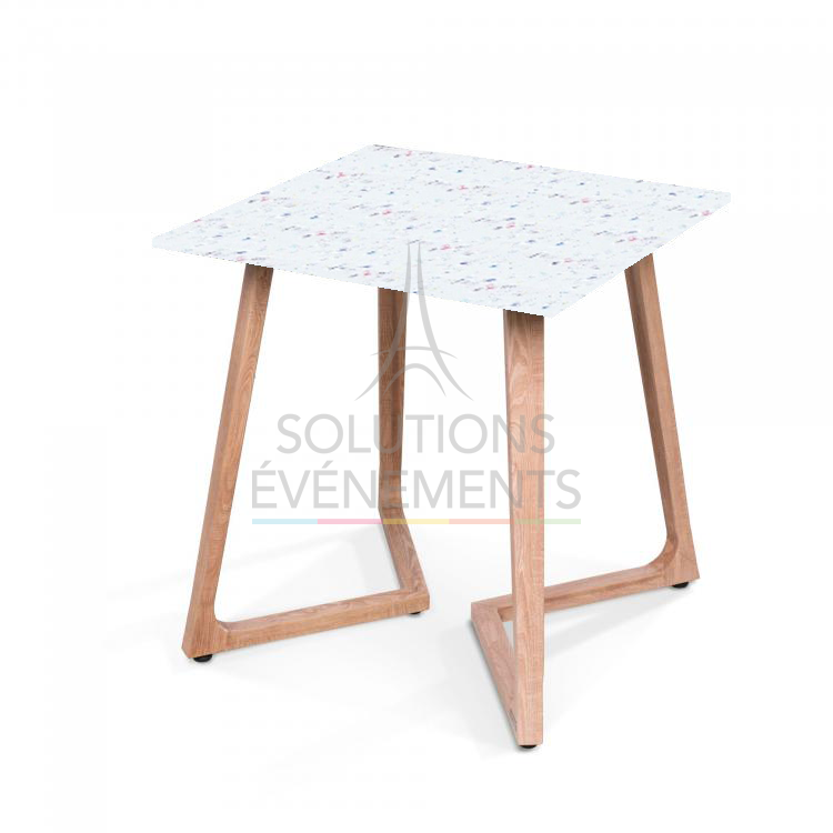 Rental of small designer table with recycled Floréale top