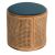 Rental of duck blue velvet pouf with bohemian rattan canework