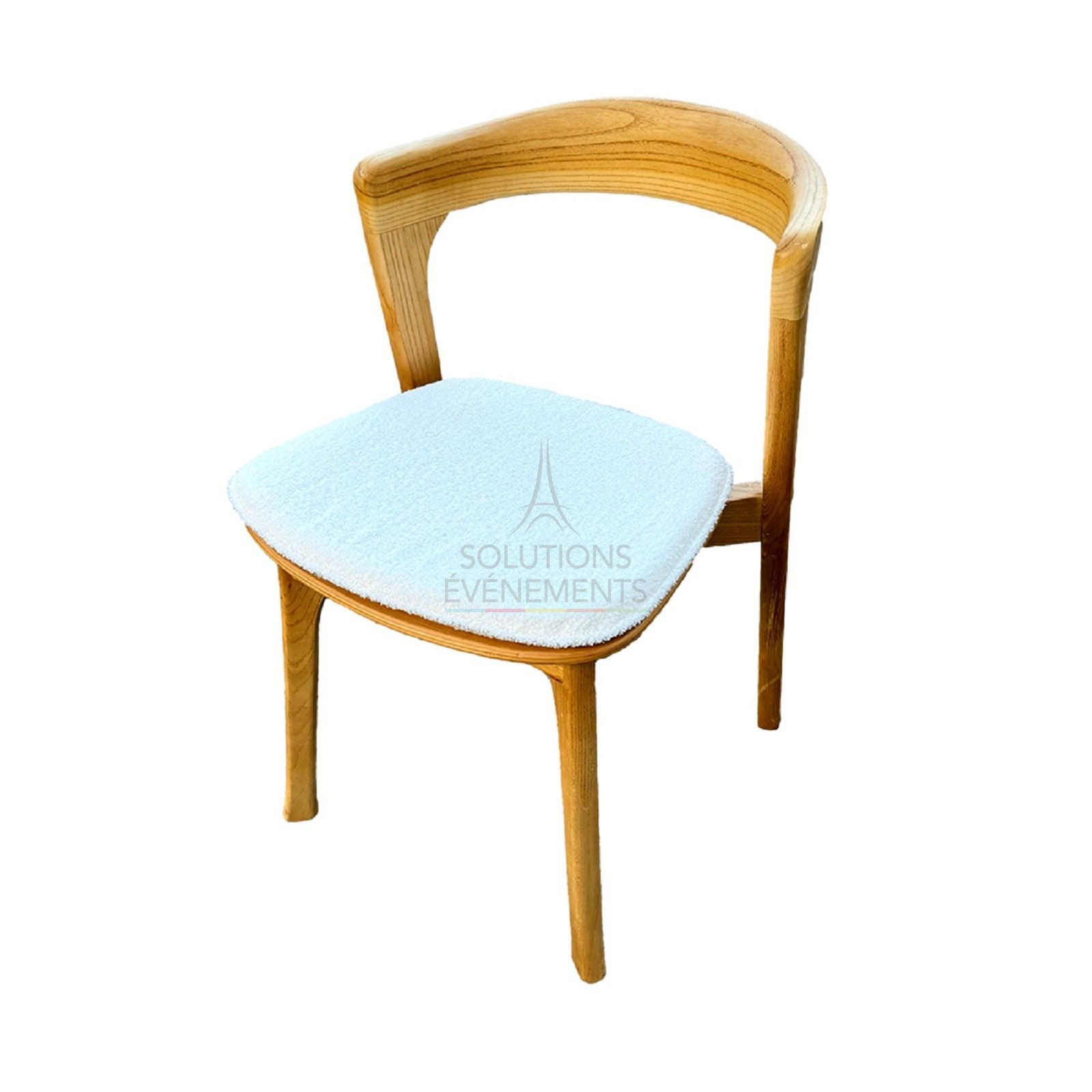 Rental of natural oak wood chair with Chantilly style terry cushion