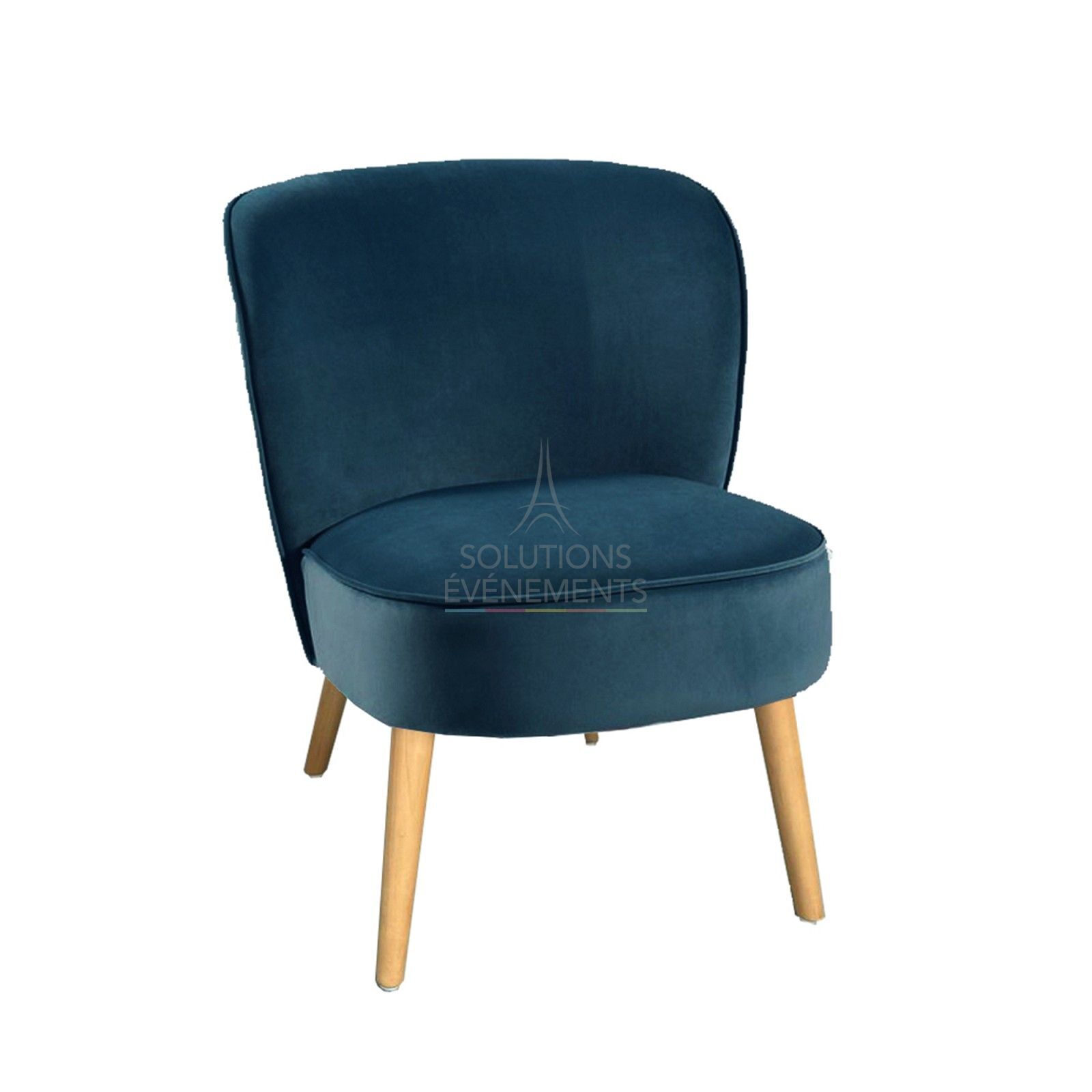 Location fauteuil crapaud en velours bleu