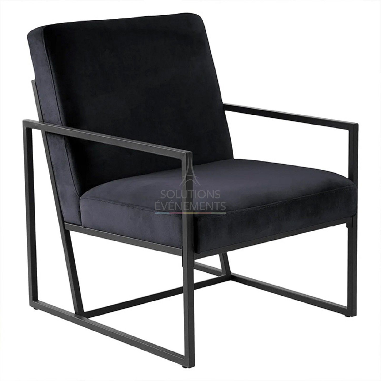 Location fauteuil d'intérieur en velours noir