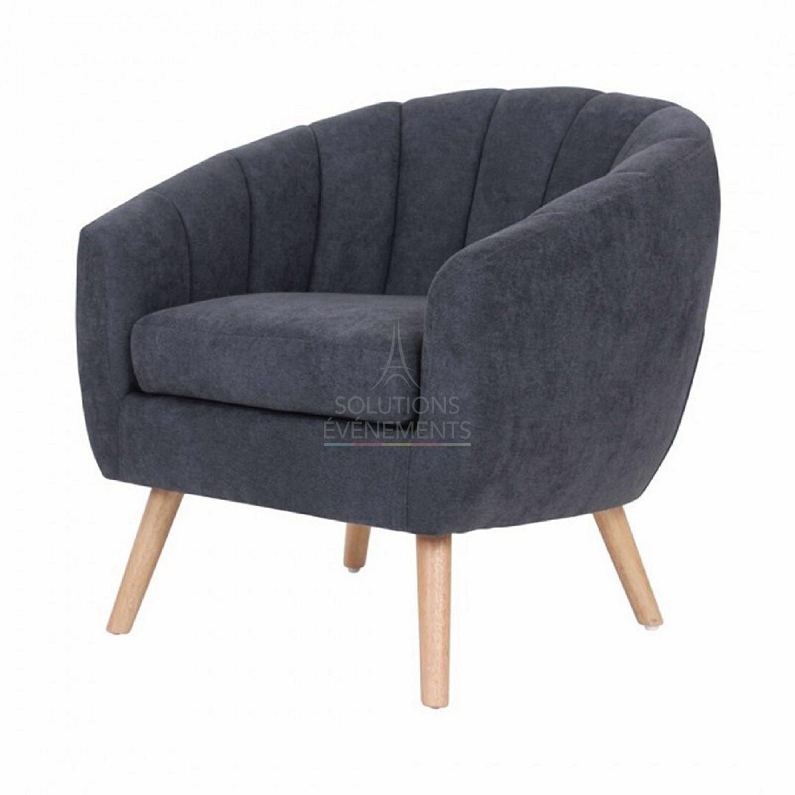 Location fauteuil velours gris de style scandinave