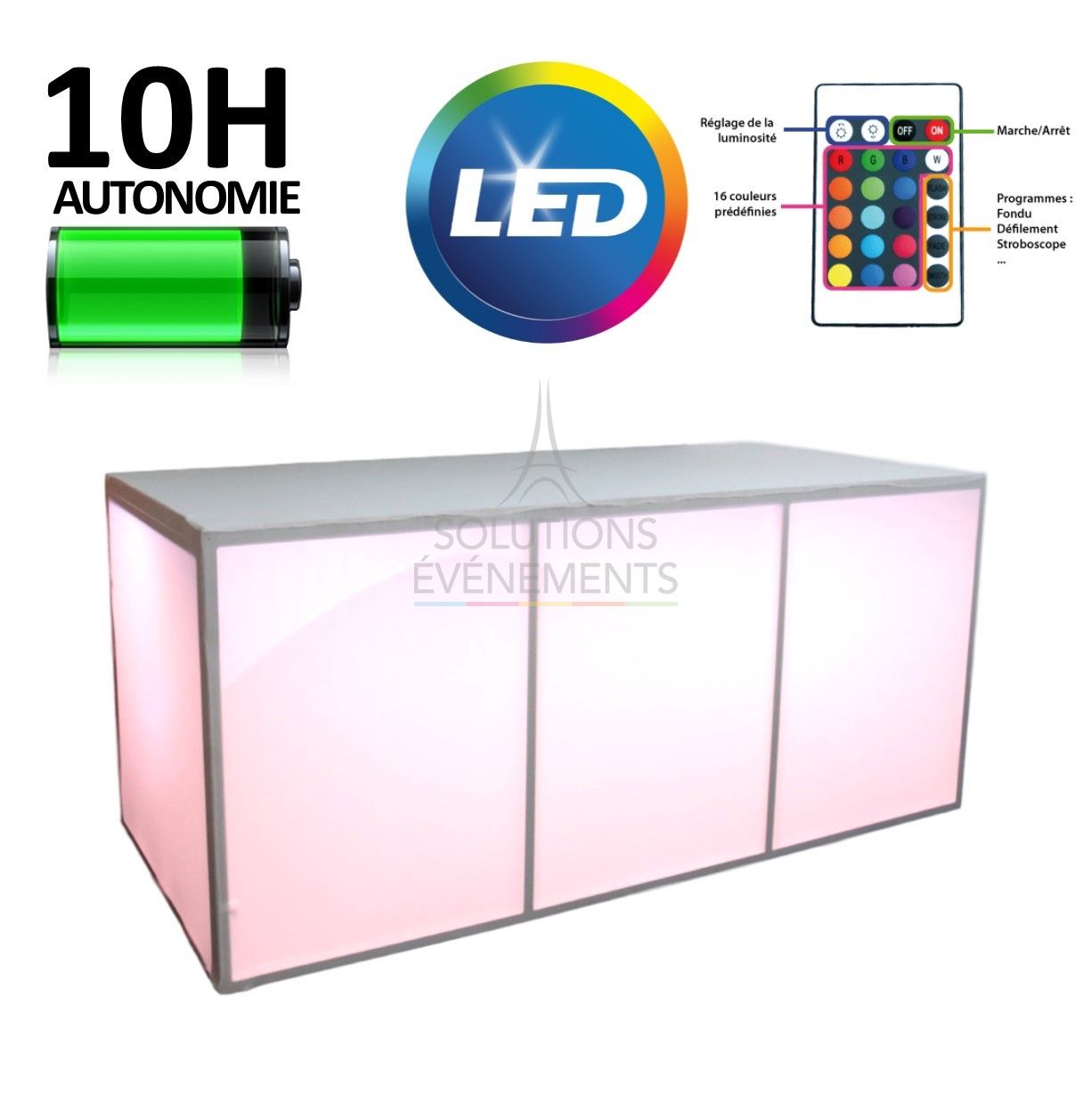 LED illuminated folding sideboard rental