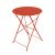 Red folding metal garden table for rent