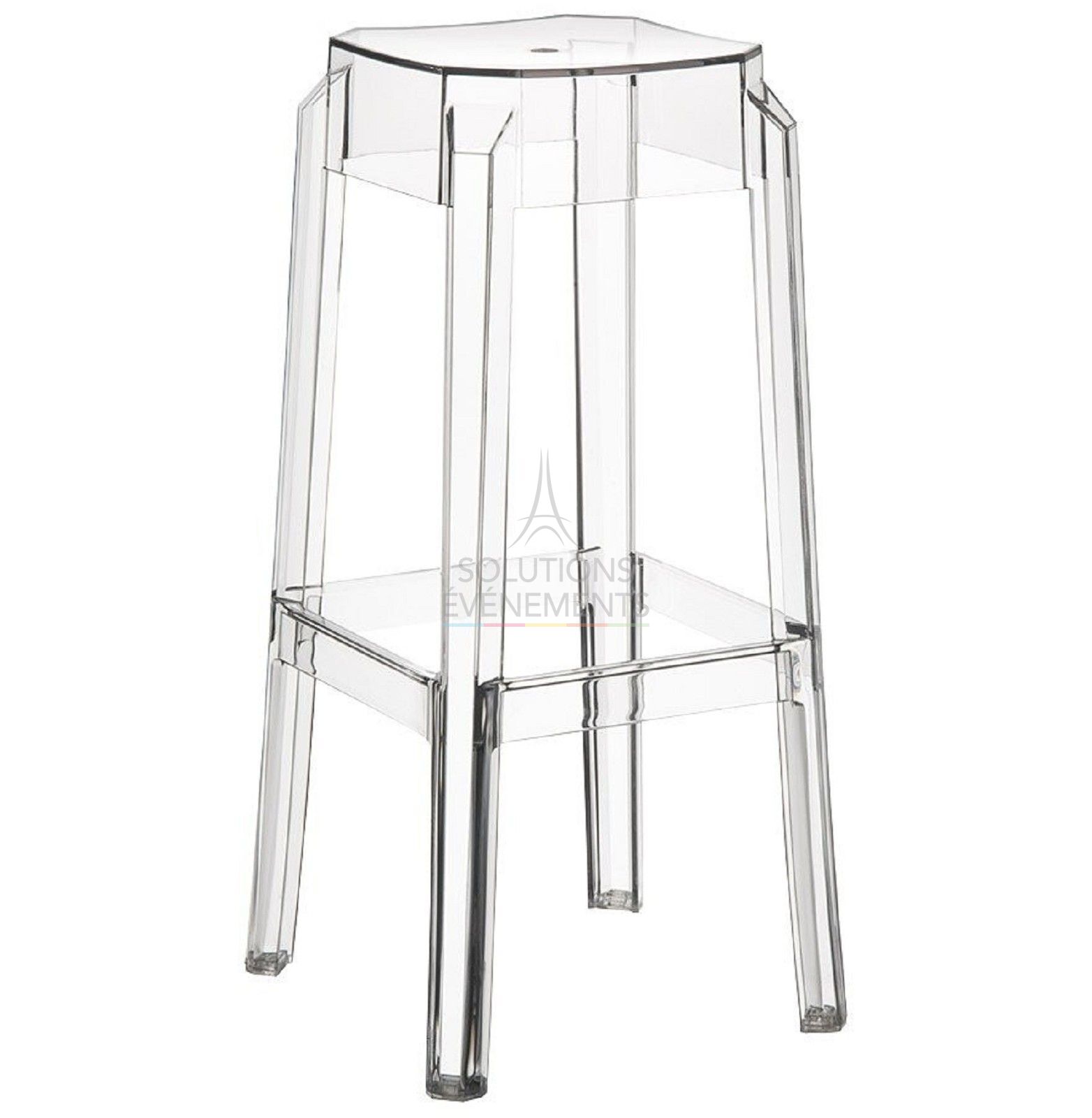 Location de tabouret transparent.