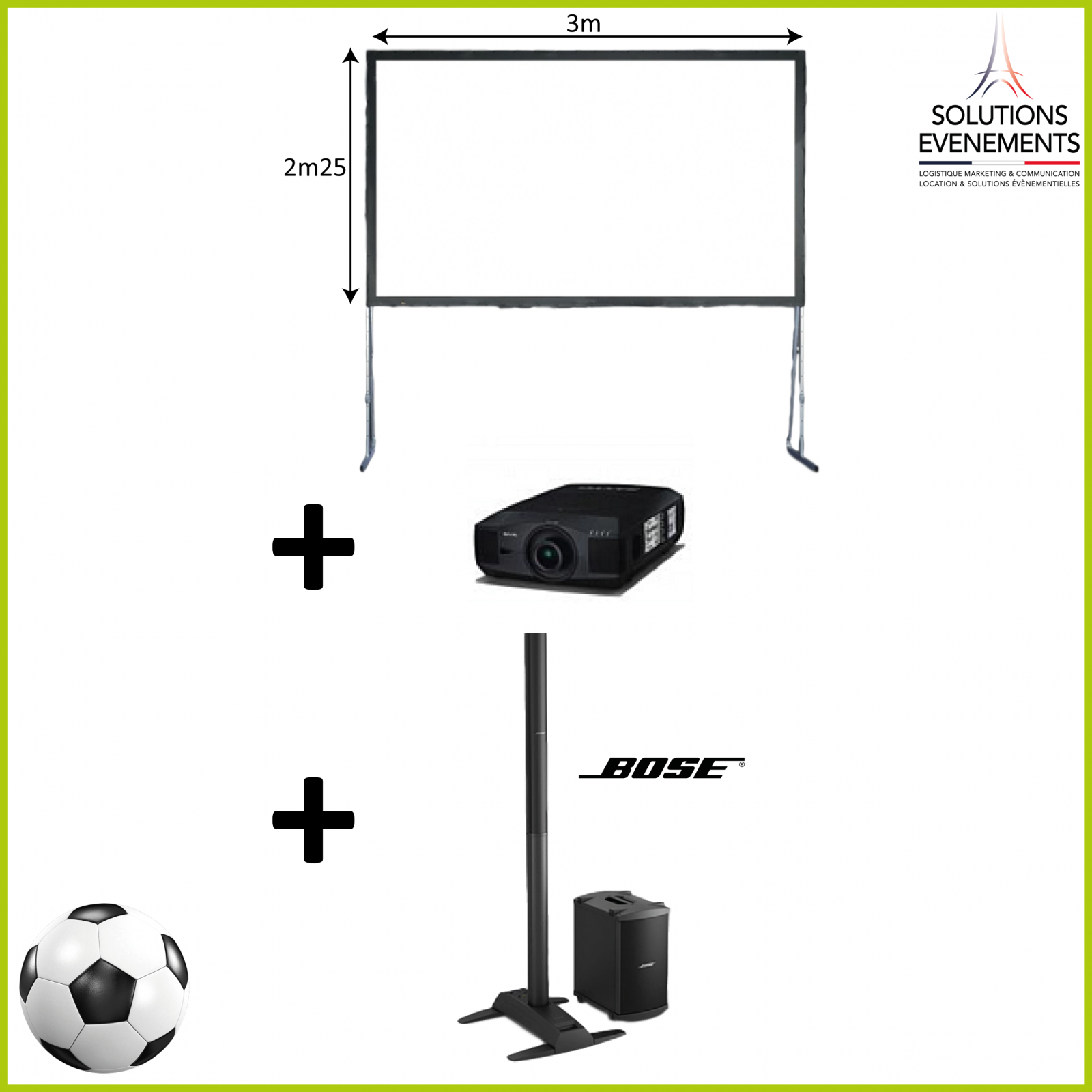 Rental of a giant screen allowing the broadcast of football, rugby and Olympic sports matches