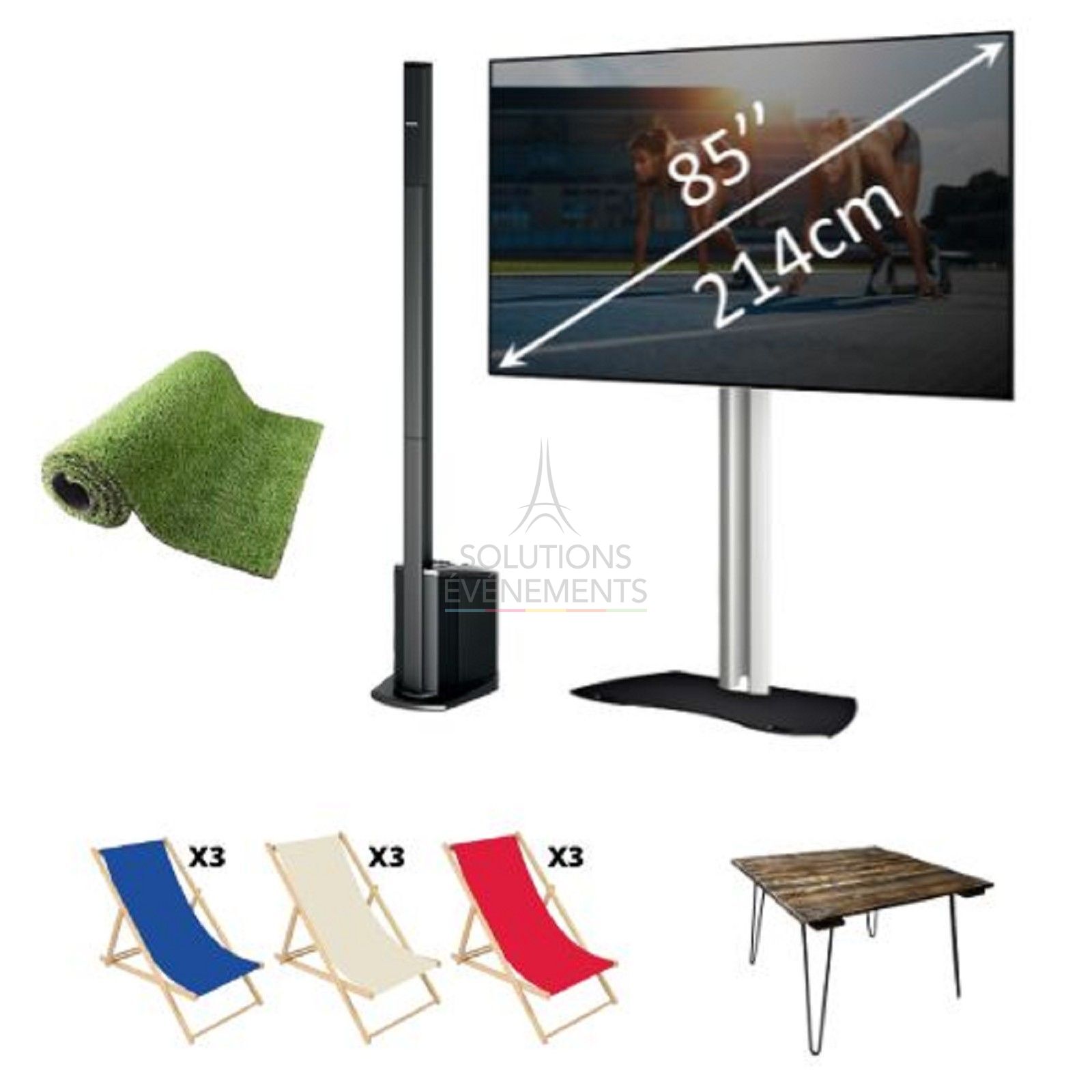 Rental of 85-inch screen pack with sound system