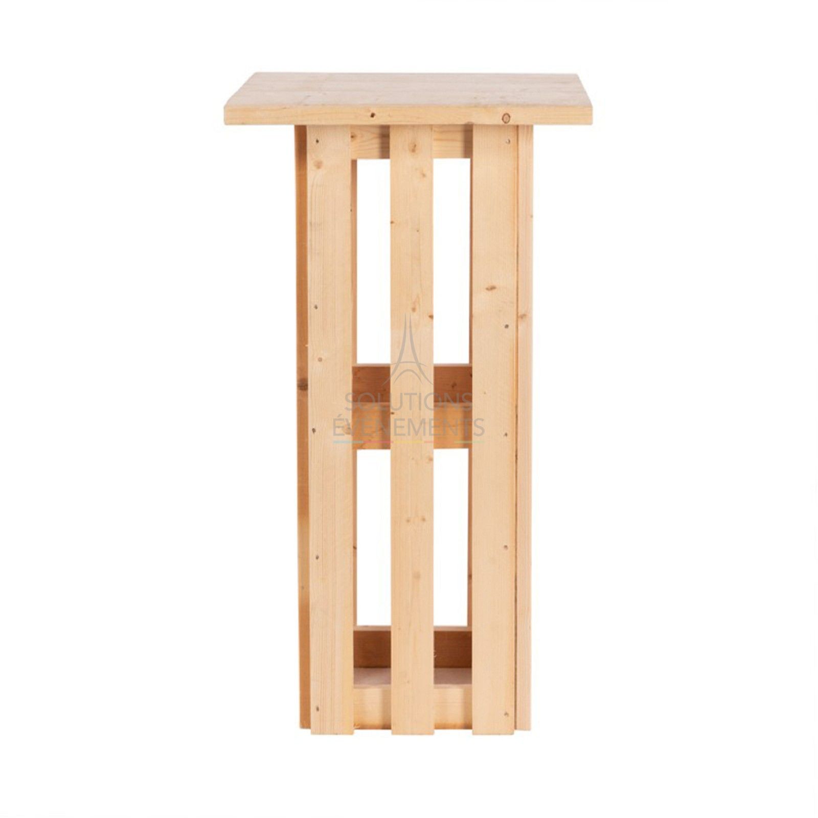 Recycled pallet wood standing table rental