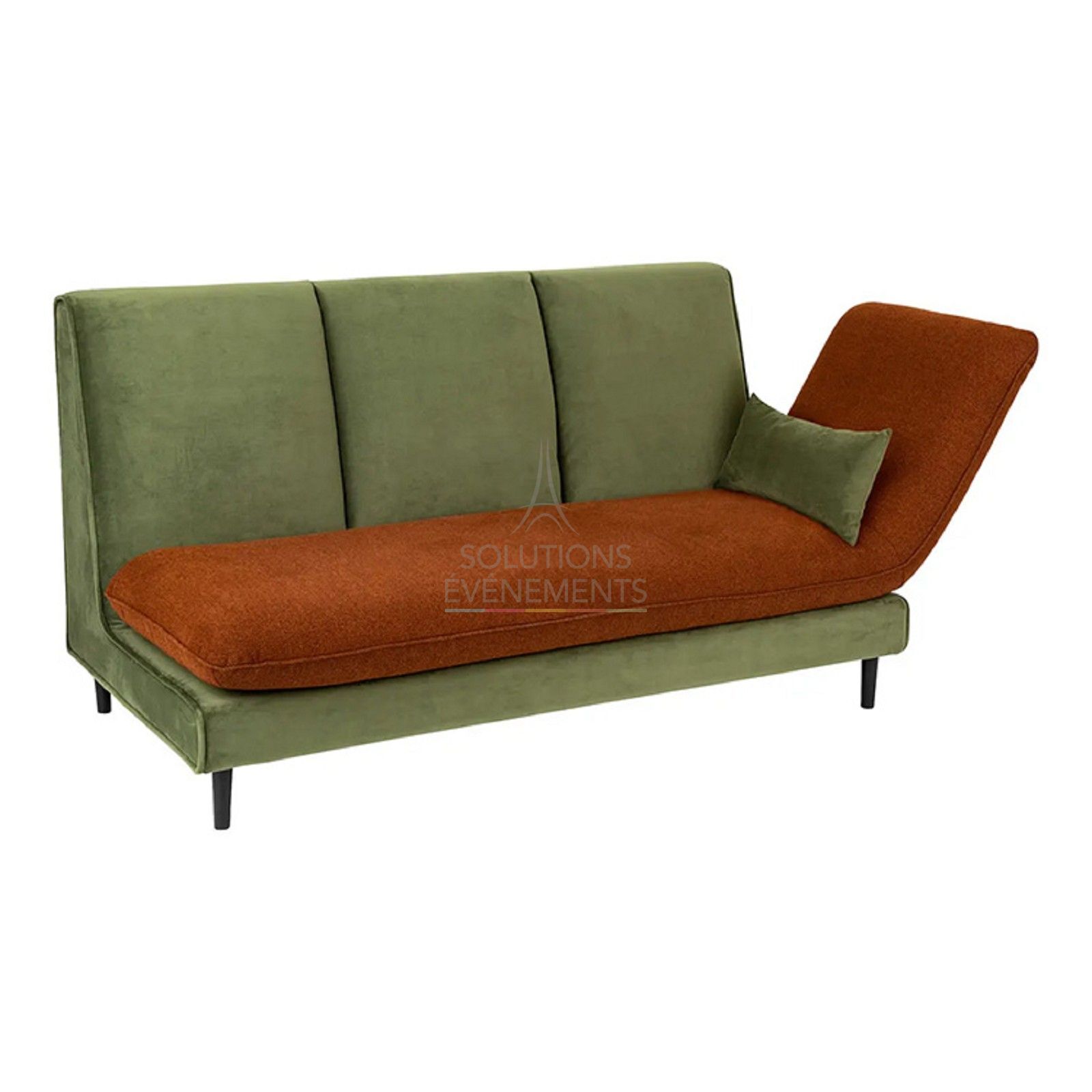 Green and amber designer chaise longue rental