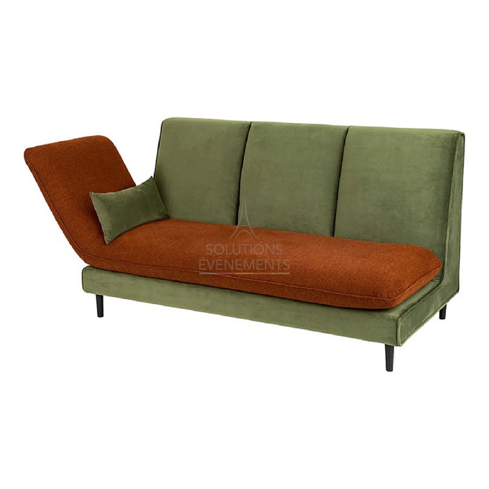 Green and amber designer chaise longue rental