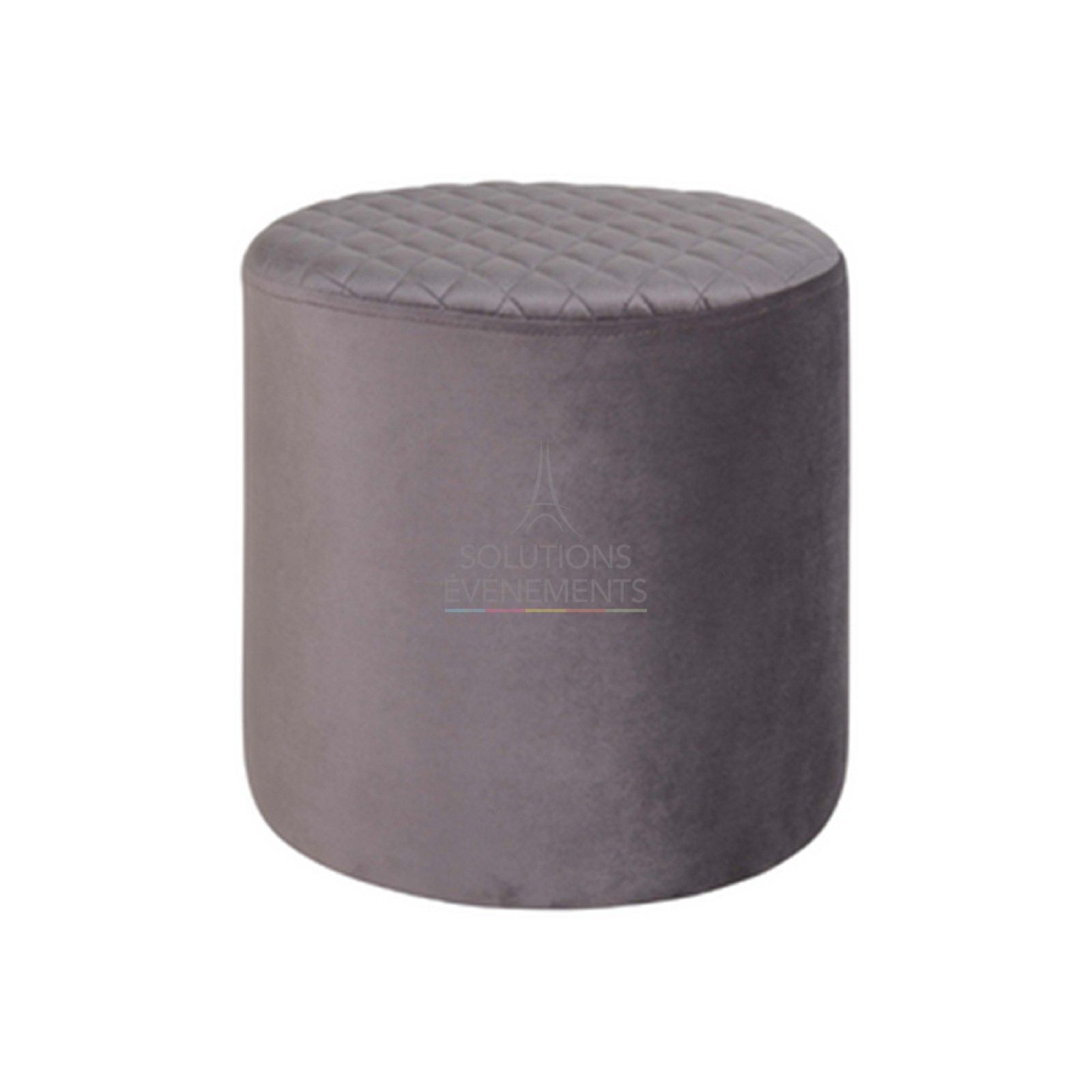 Location tabouret rond velours gris