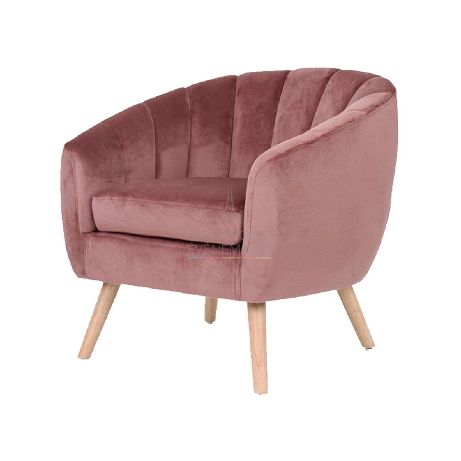 Location fauteuil velours rose de style scandinave