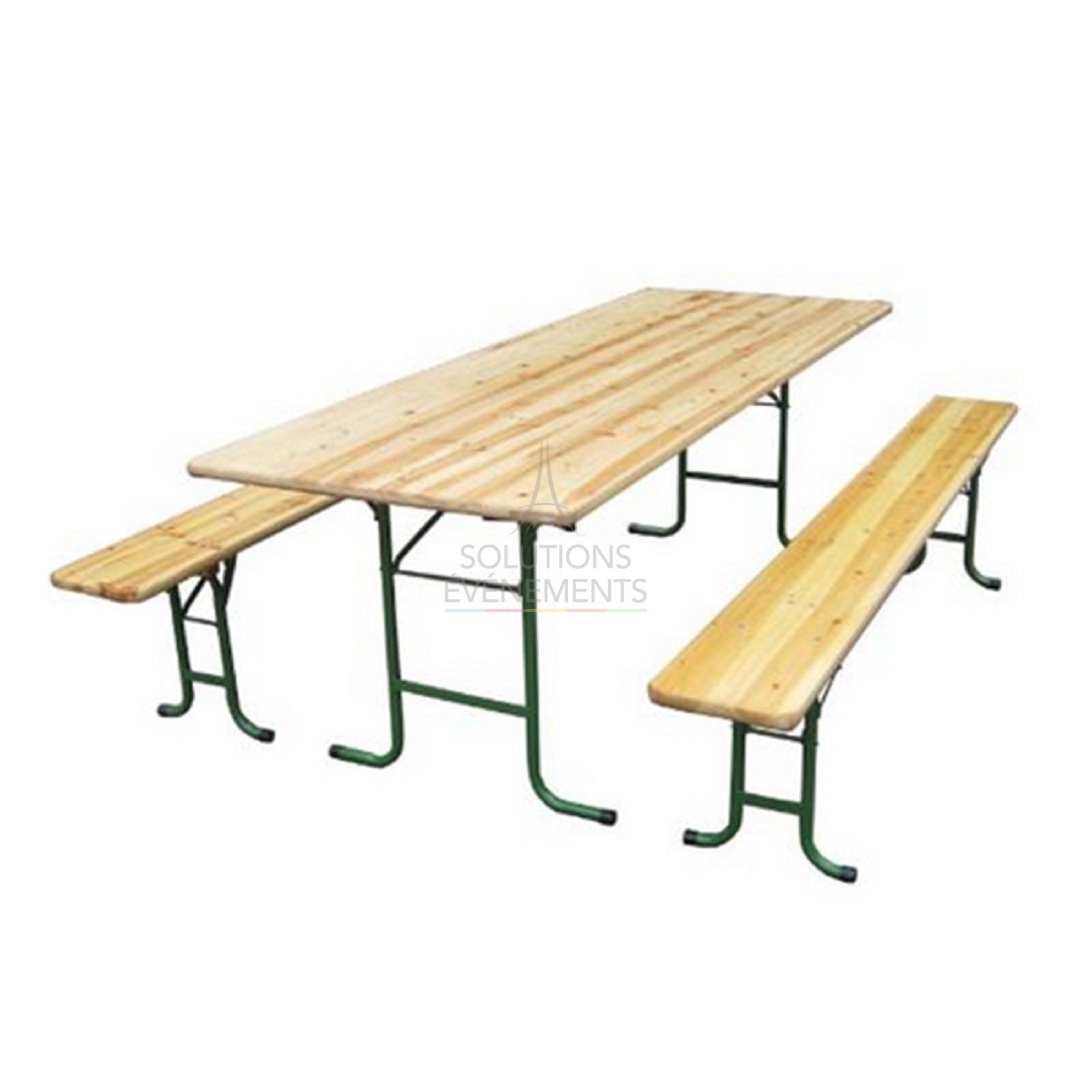 Rental of folding wooden tables and benches for fairs and banquets