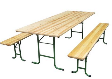 Rental of folding wooden tables and benches for fairs and banquets