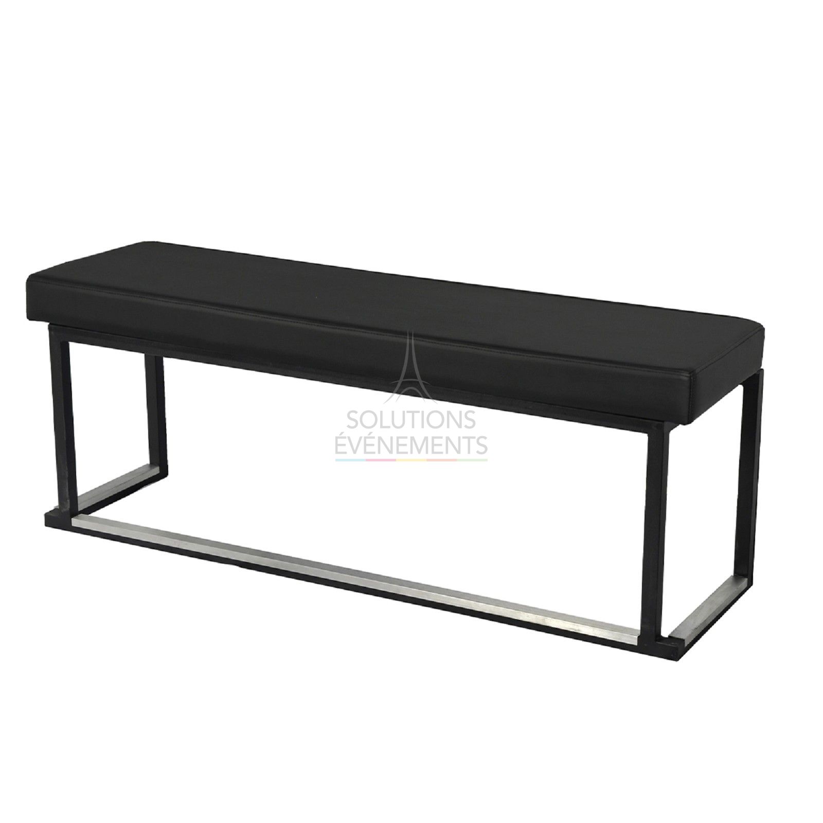 Rental of black leather designer bench