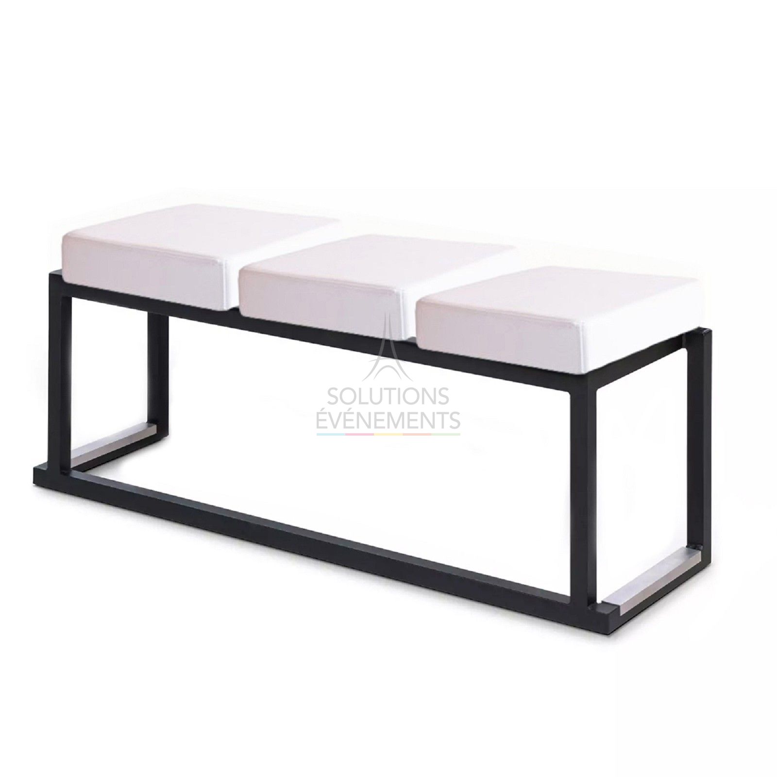 White leather designer bench rental