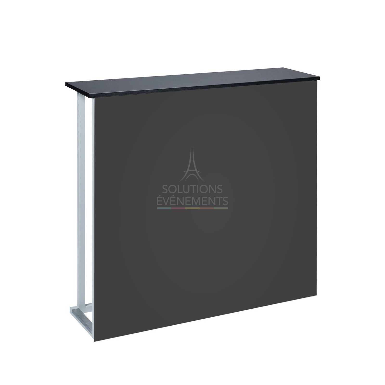 Rental of designer counter with black top and black PVC front