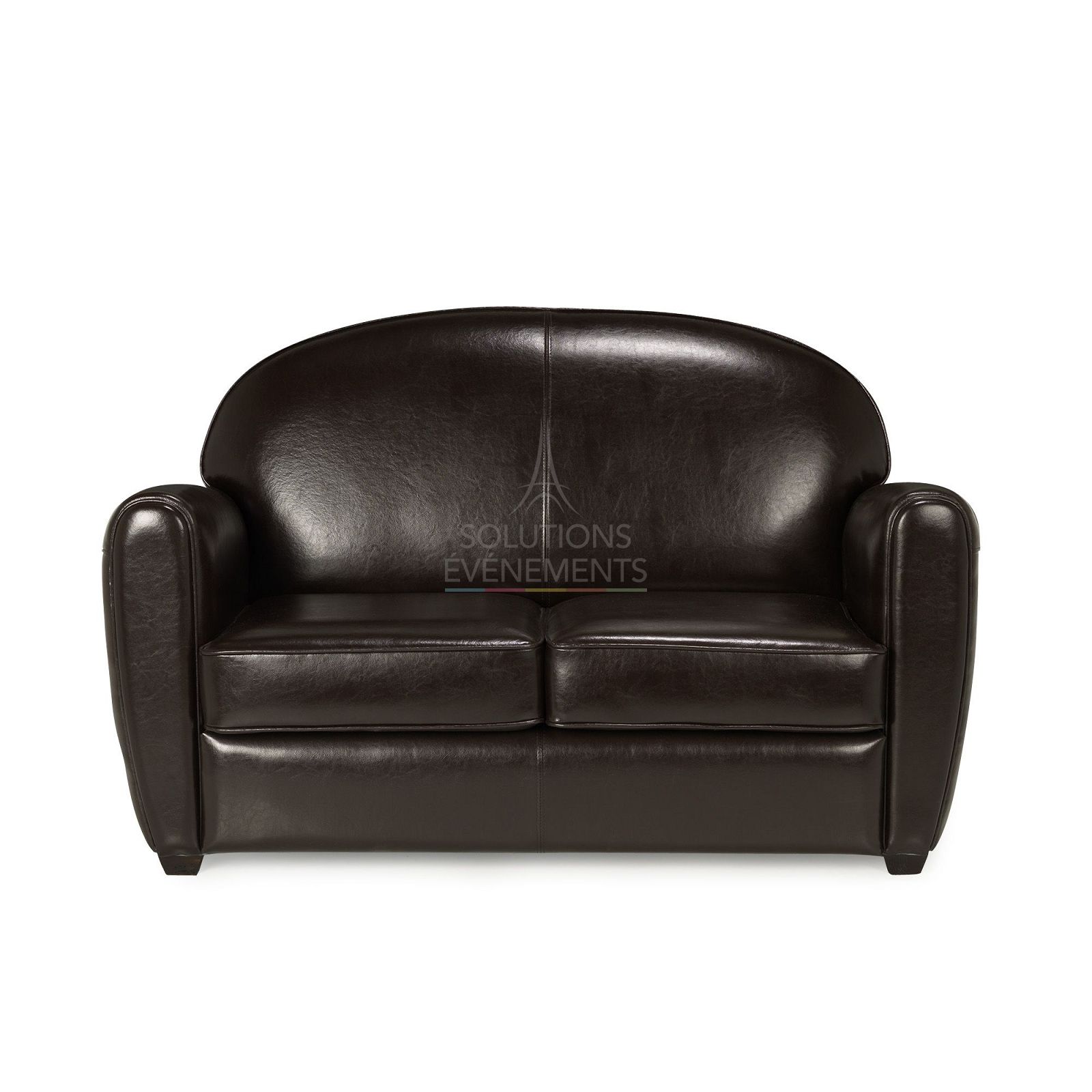 Rental of 2-seater club sofa in chocolate-colored leather for events